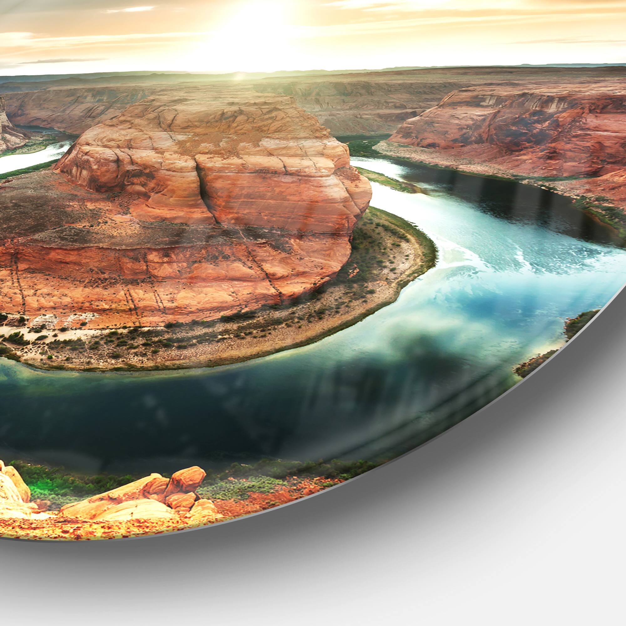 Designart - Horseshoe Bend At Sunset' Oversized Landscape Metal Circle Wall Art