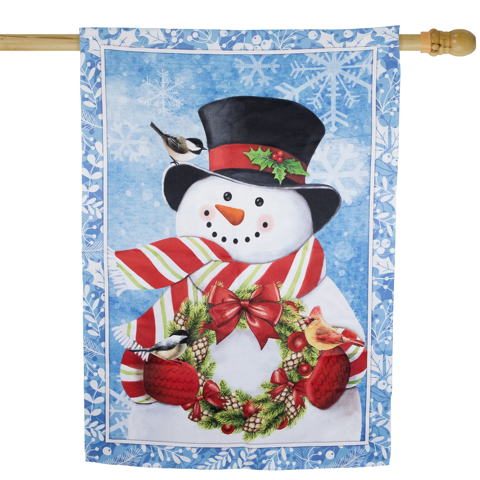 Snowman with Top Hat Outdoor Christmas House Flag - 40" x 28"