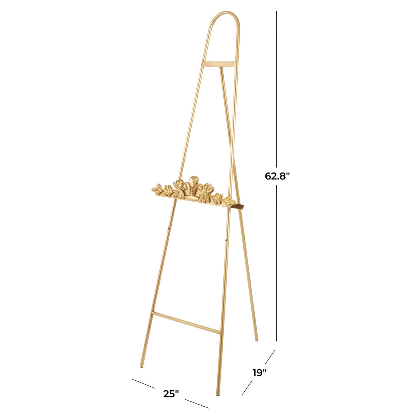 63" Gold Metal Arched Foldable 2-Tier Display Easel with Vine Emblem