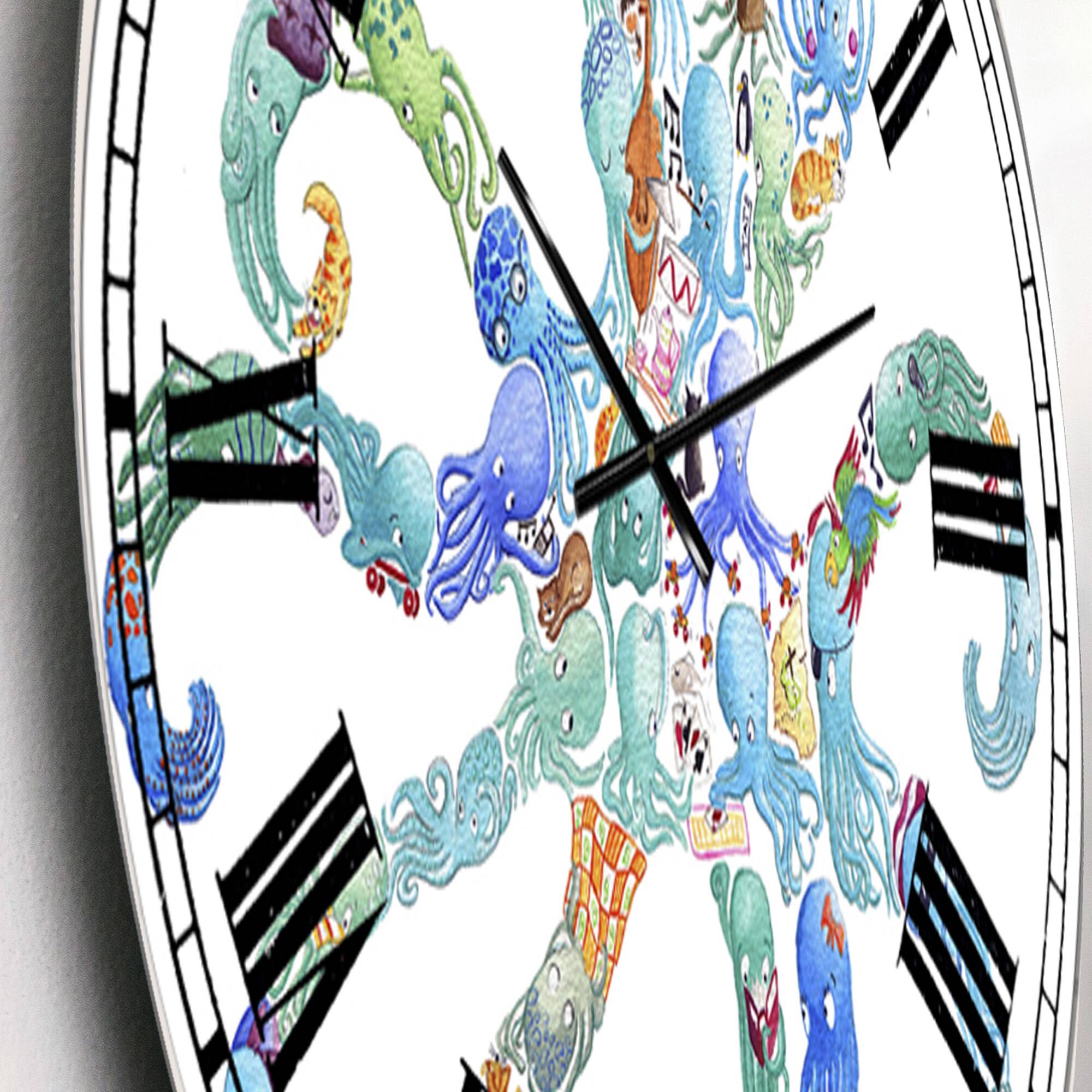 Designart 'Octopus Made Of Octopus Large Nautical & Coastal Wall Clock