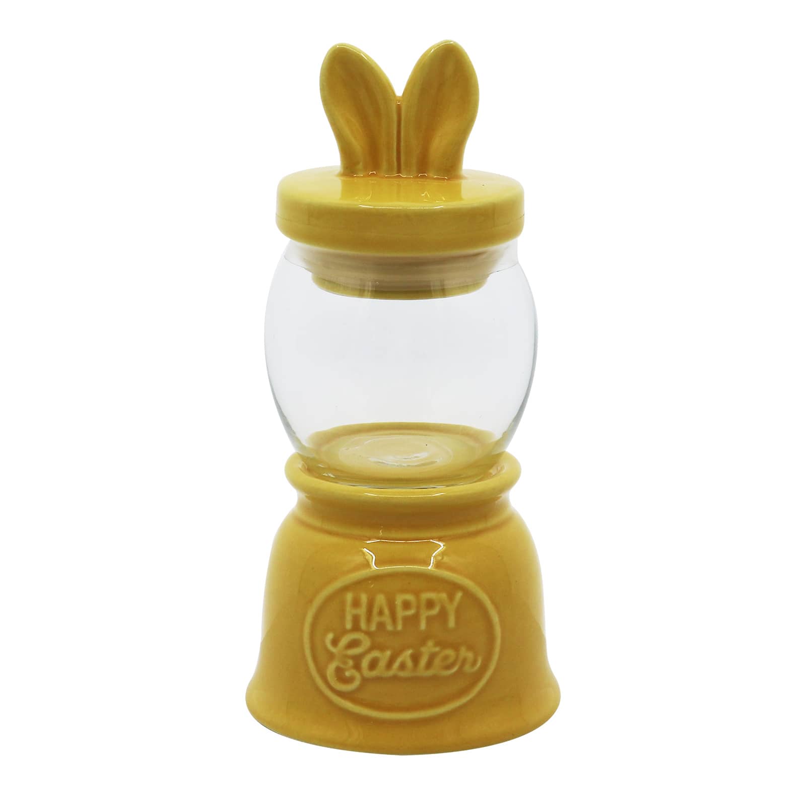 7.5&#x22; Yellow Bunny Glass &#x26; Ceramic Candy Container by Ashland&#xAE;