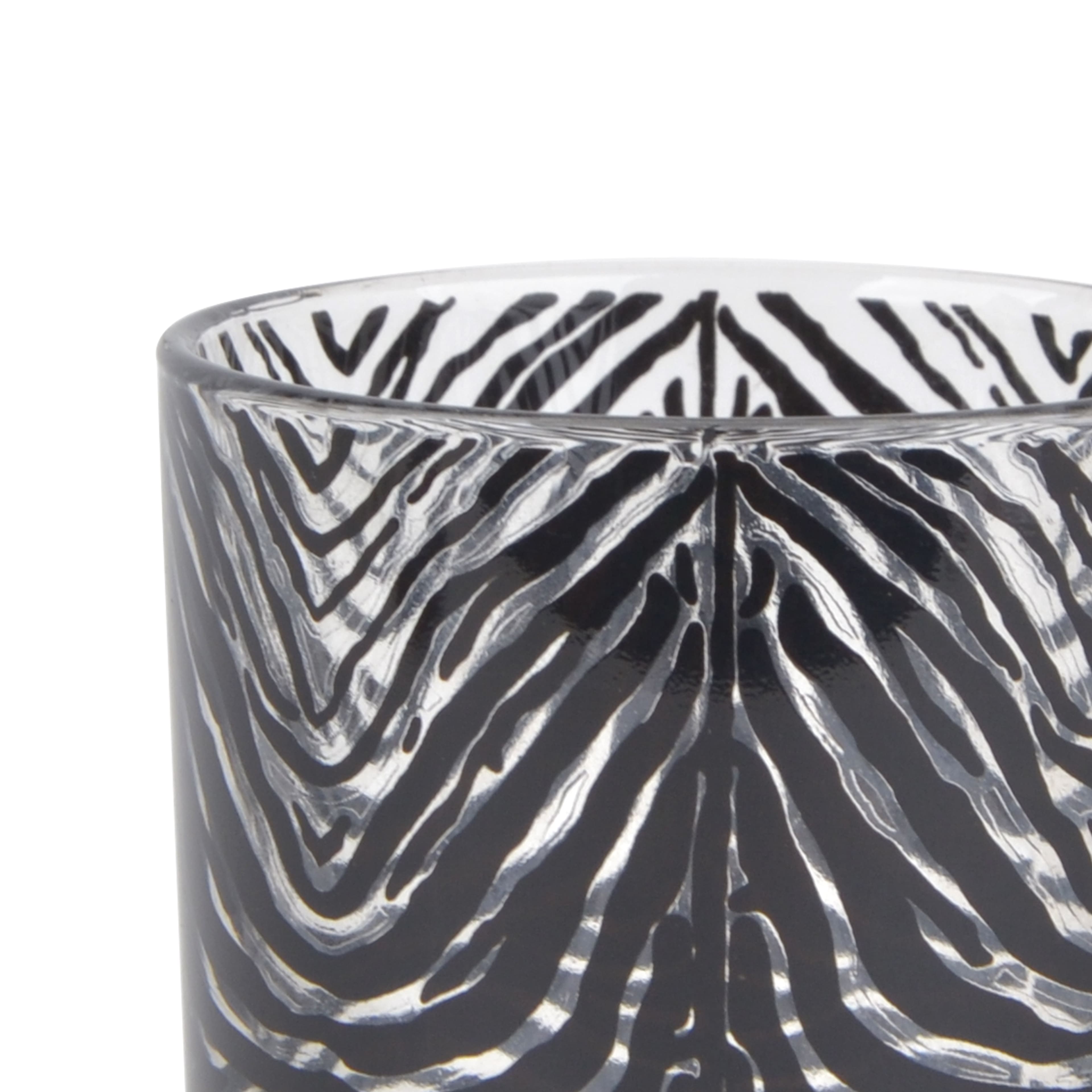 3&#x22; Zebra Print Glass Tealight Candle Holder by Ashland&#xAE;