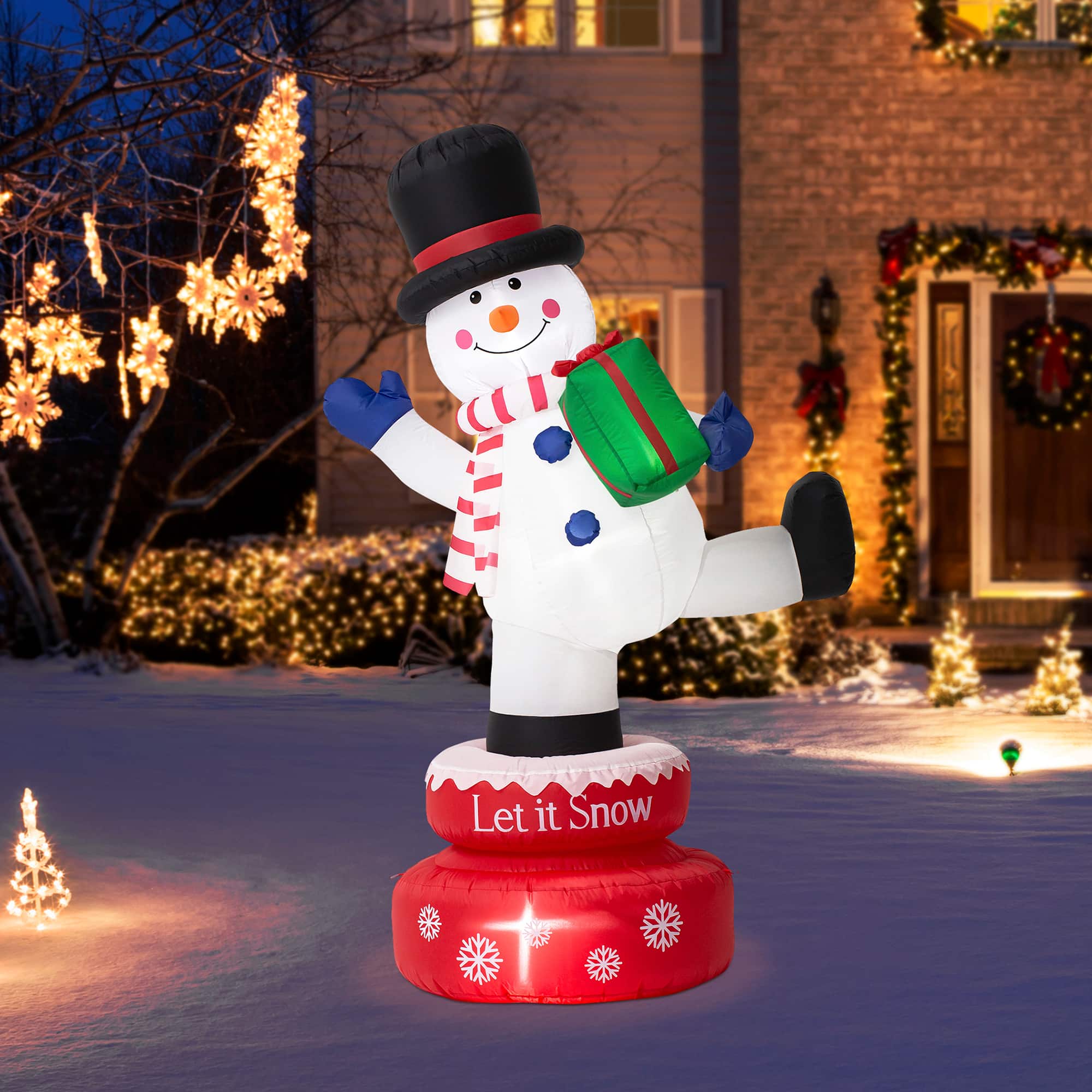 Glitzhome&#xAE; 6ft. Lighted Inflatable Rotating Snowman D&#xE9;cor