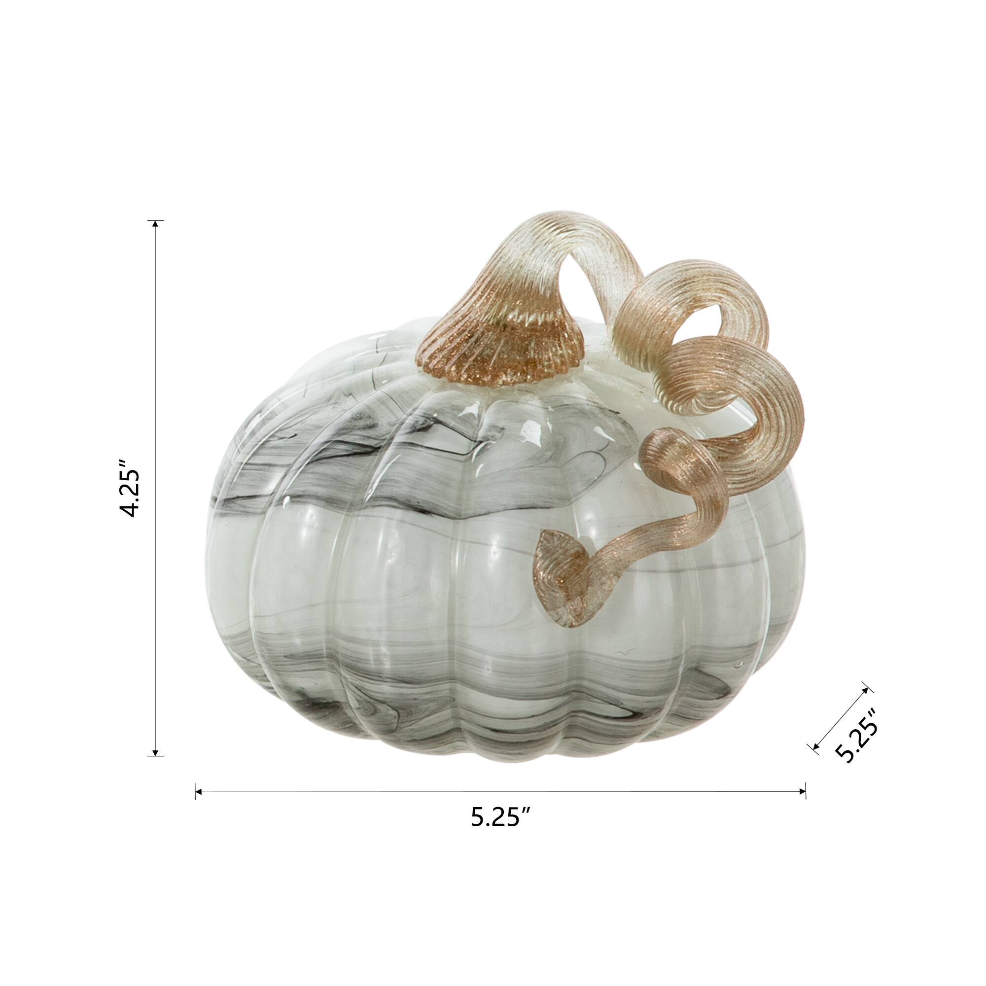 Glitzhome&#xAE; Small Marble Glass Pumpkin, Gray