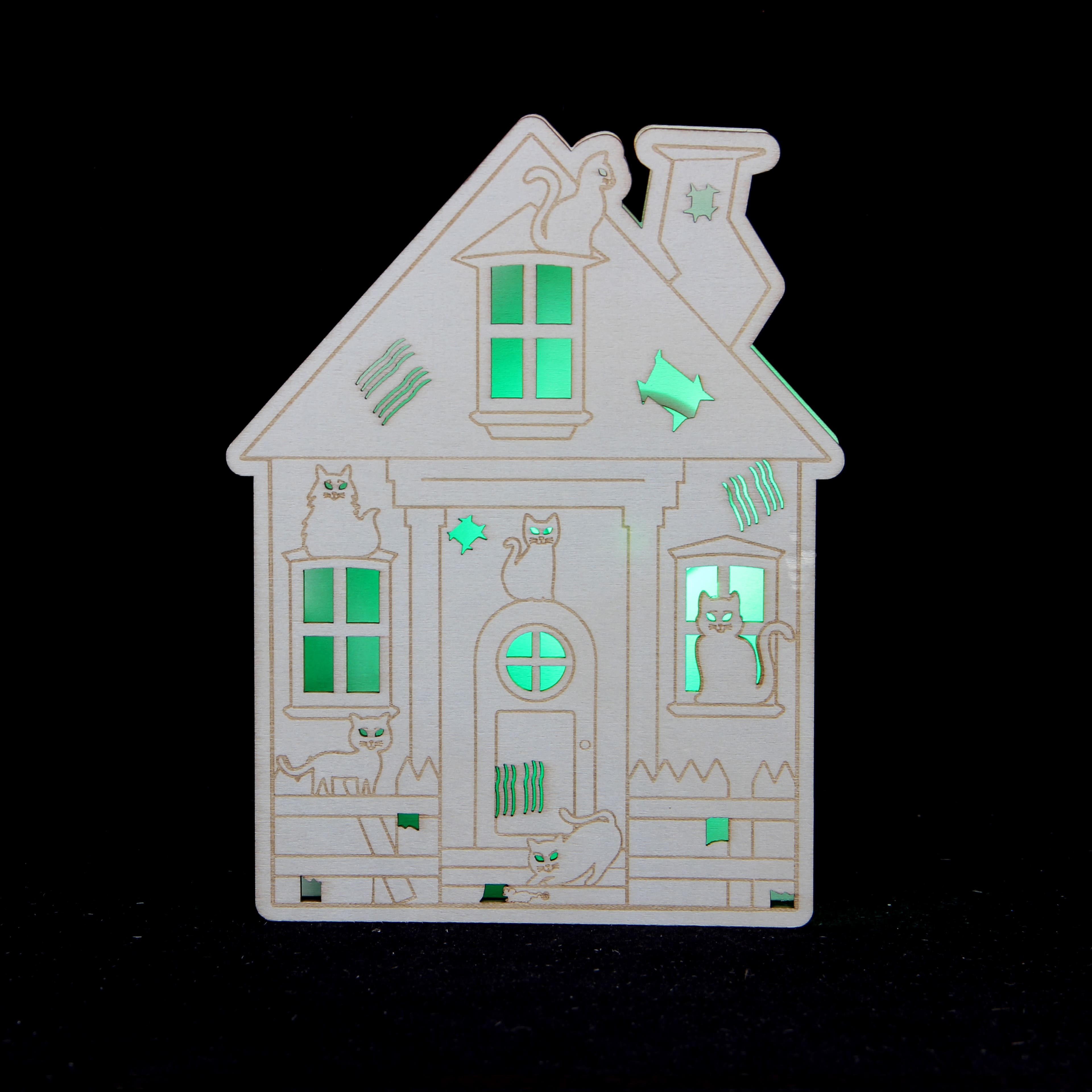 7.5" DIY Cat House LED Wood Décor by Make Market®