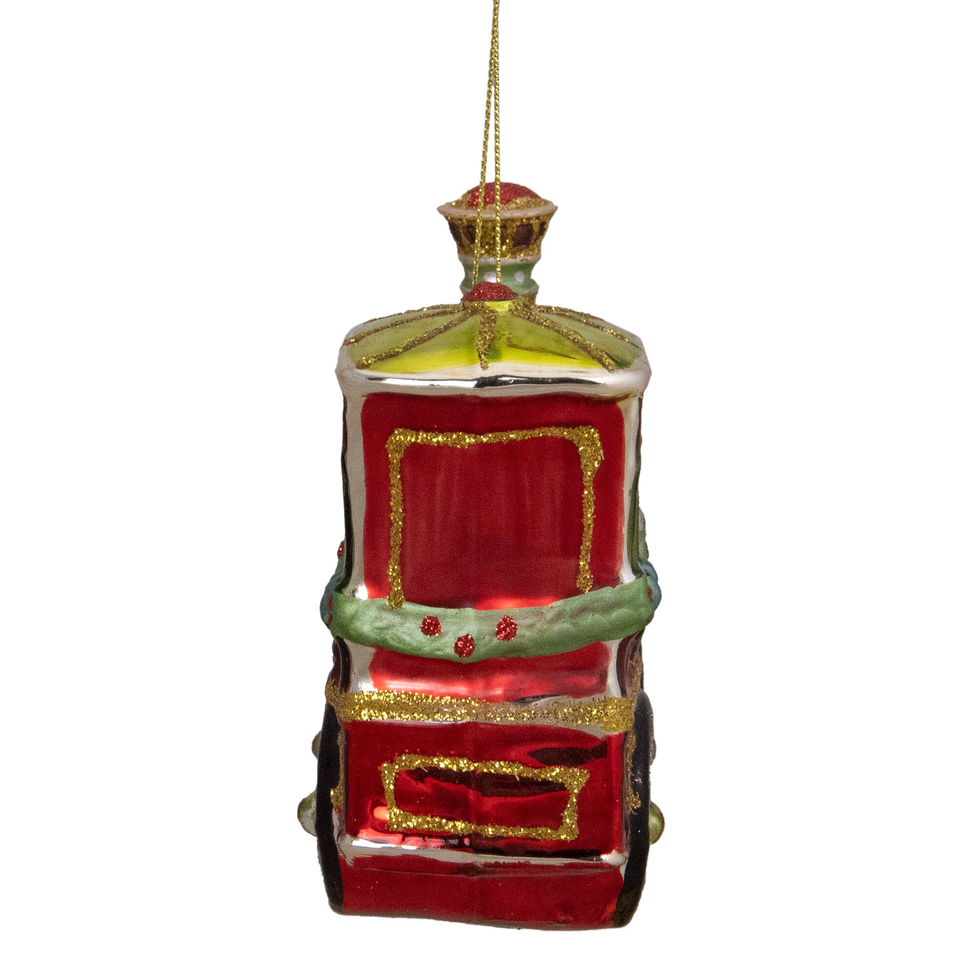 5.5&#x22; Red &#x26; Green Contemporary Train Christmas Ornament