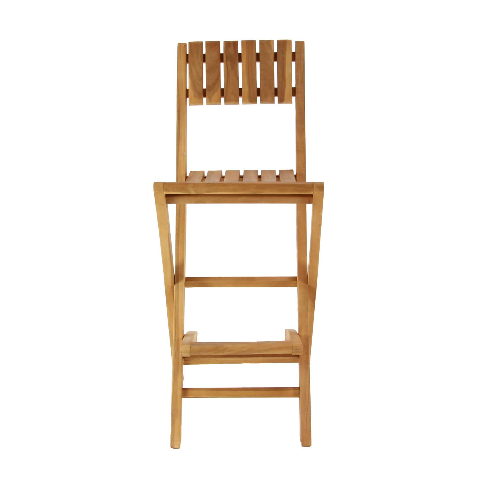 Set of 2 Brown Teak Wood Traditional Outdoor Bar Stool, 18" x 45"