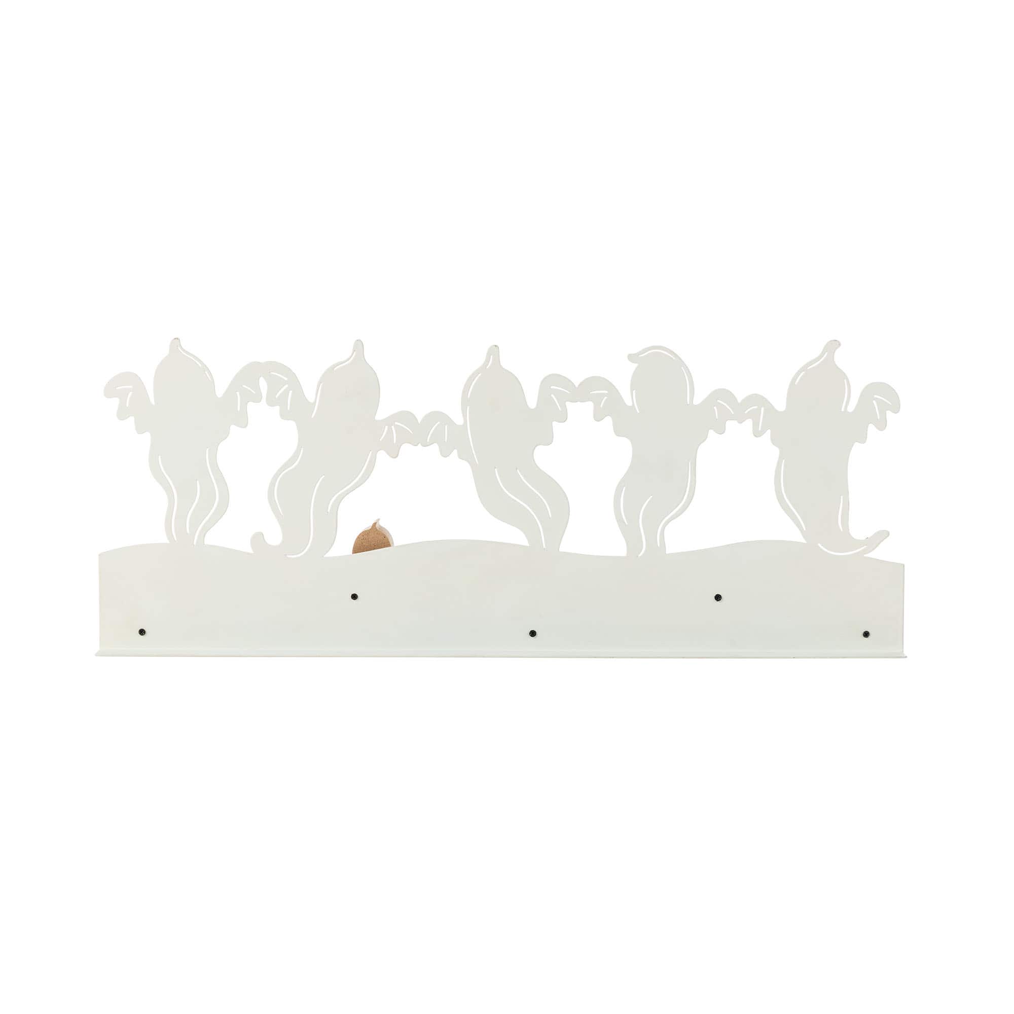 Glitzhome&#xAE; 18&#x22;L Halloween Wooden &#x26; Metal White Ghost Silhouette Countdown Table Sign