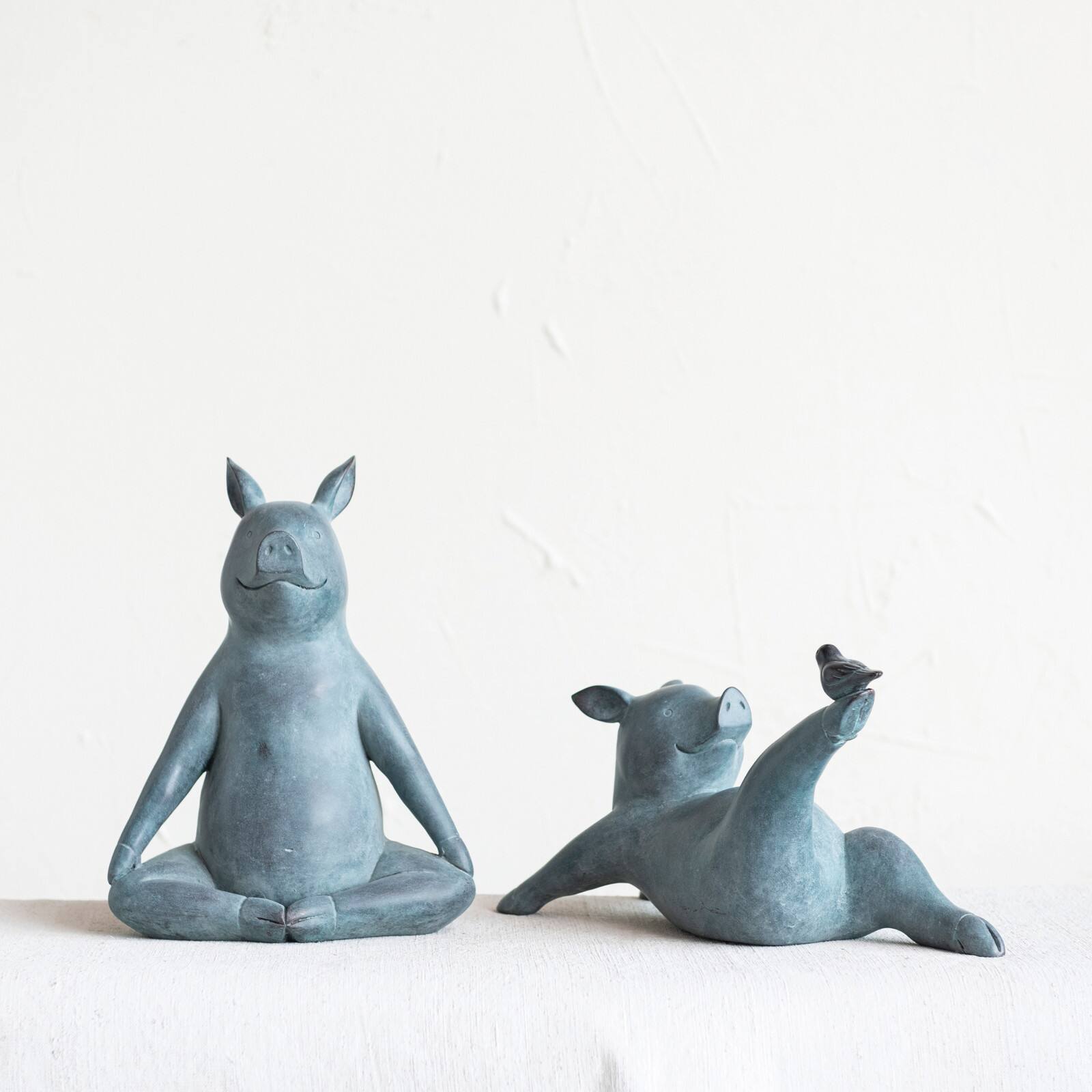 Hello Honey® 12" Gray Yoga Pig Decoration