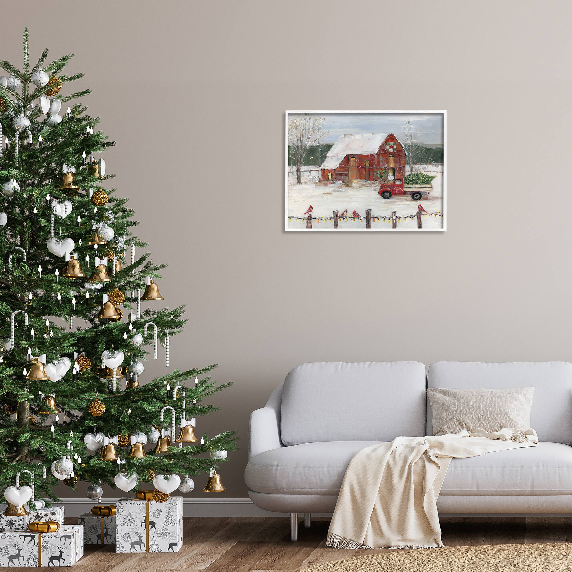 Stupell Industries Snowy Holiday Tree Farm Landscape Framed Giclee Art