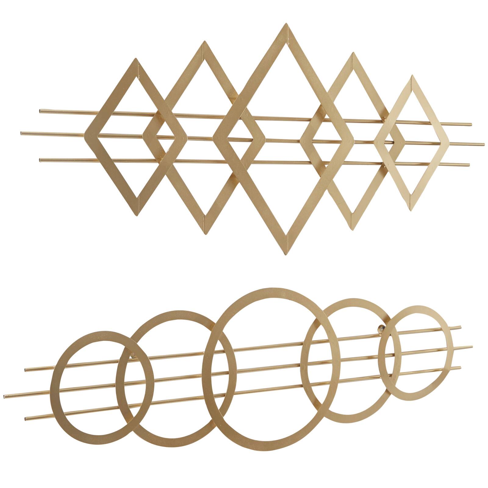 Gold Metal Contemporary Geometric Wall Decor, Set of 2 47", 20"