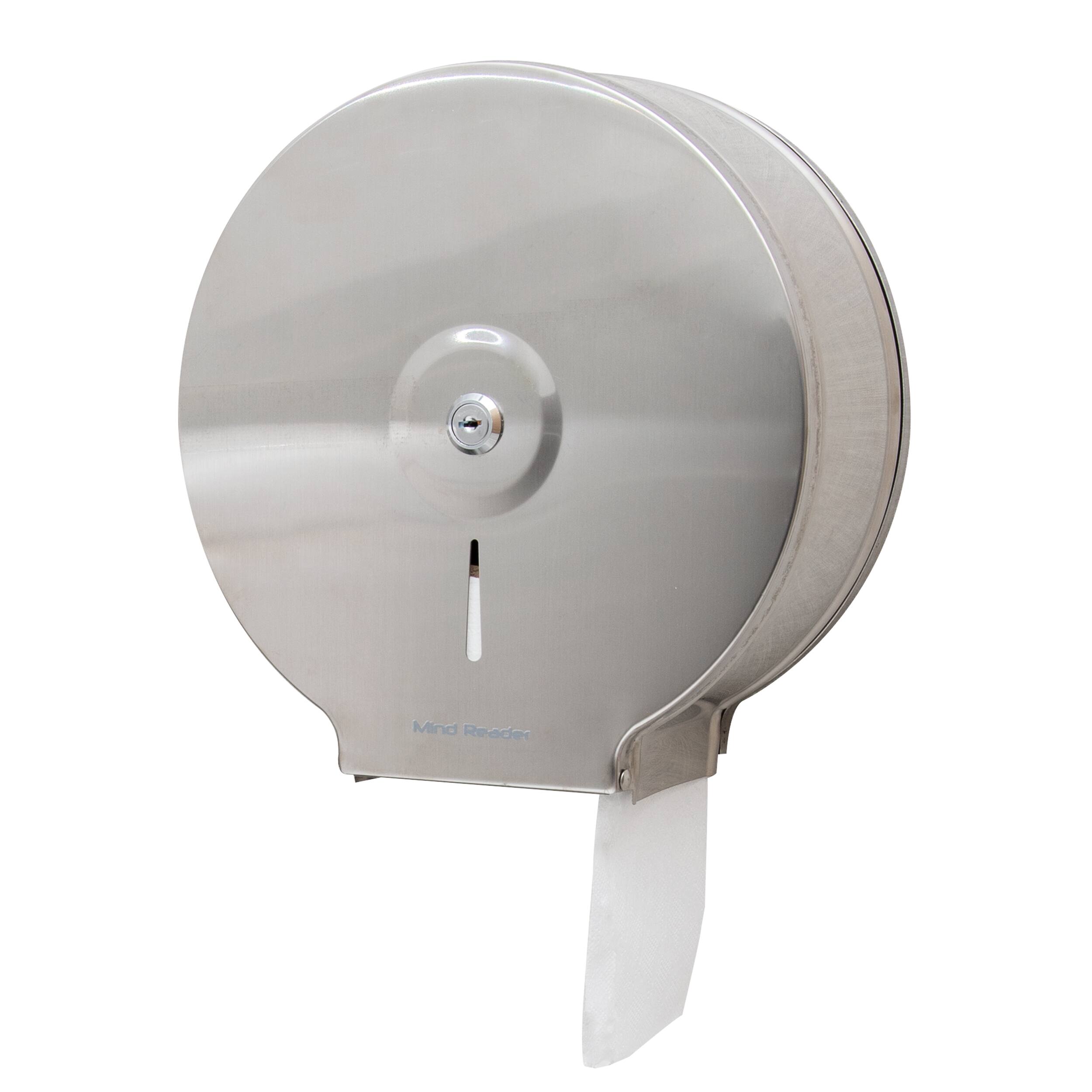 Mind Reader Commercial Wall Mounted Stainless Steel Toilet Roll Dispenser