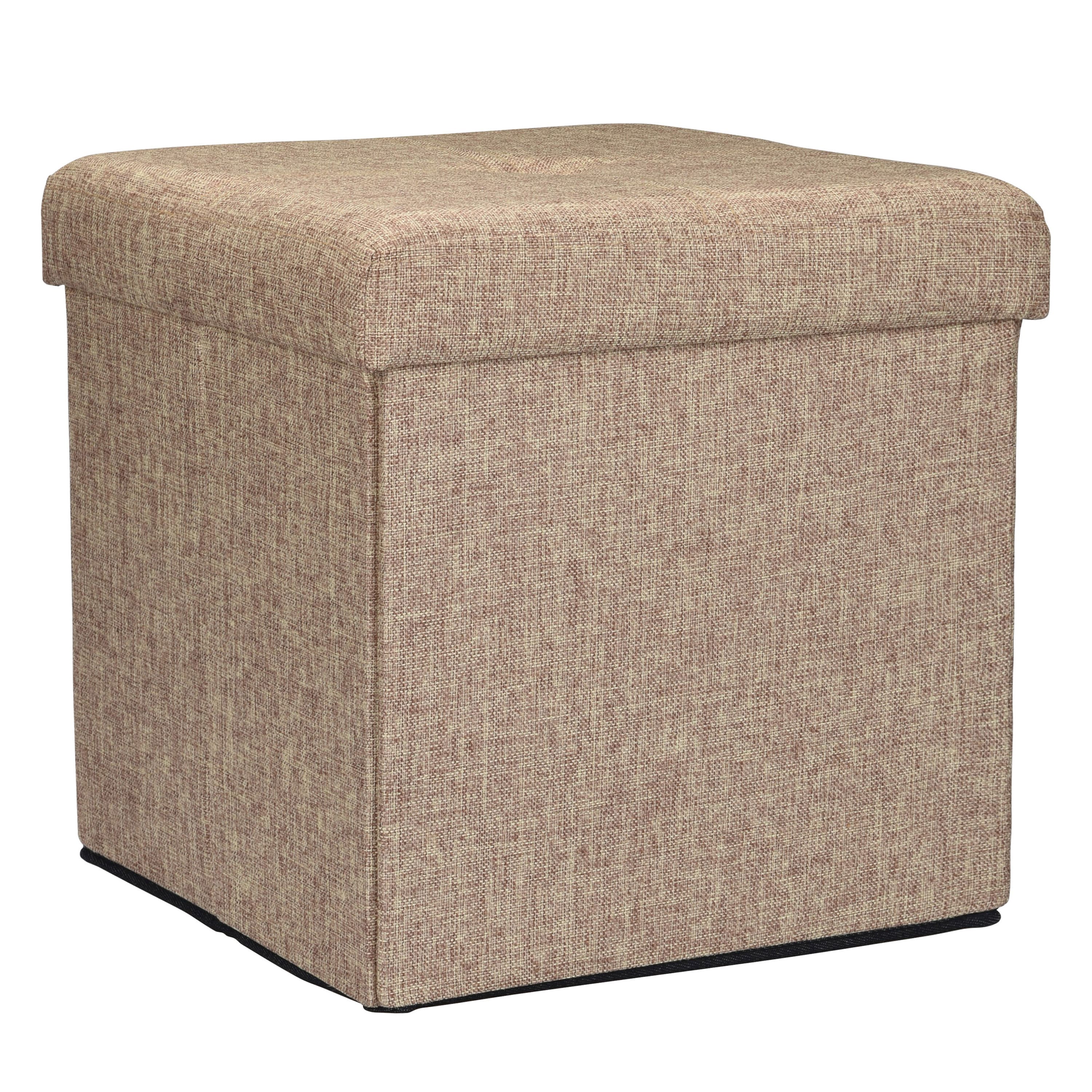 Simplify 15" Faux Linen Folding Storage Ottoman Cube