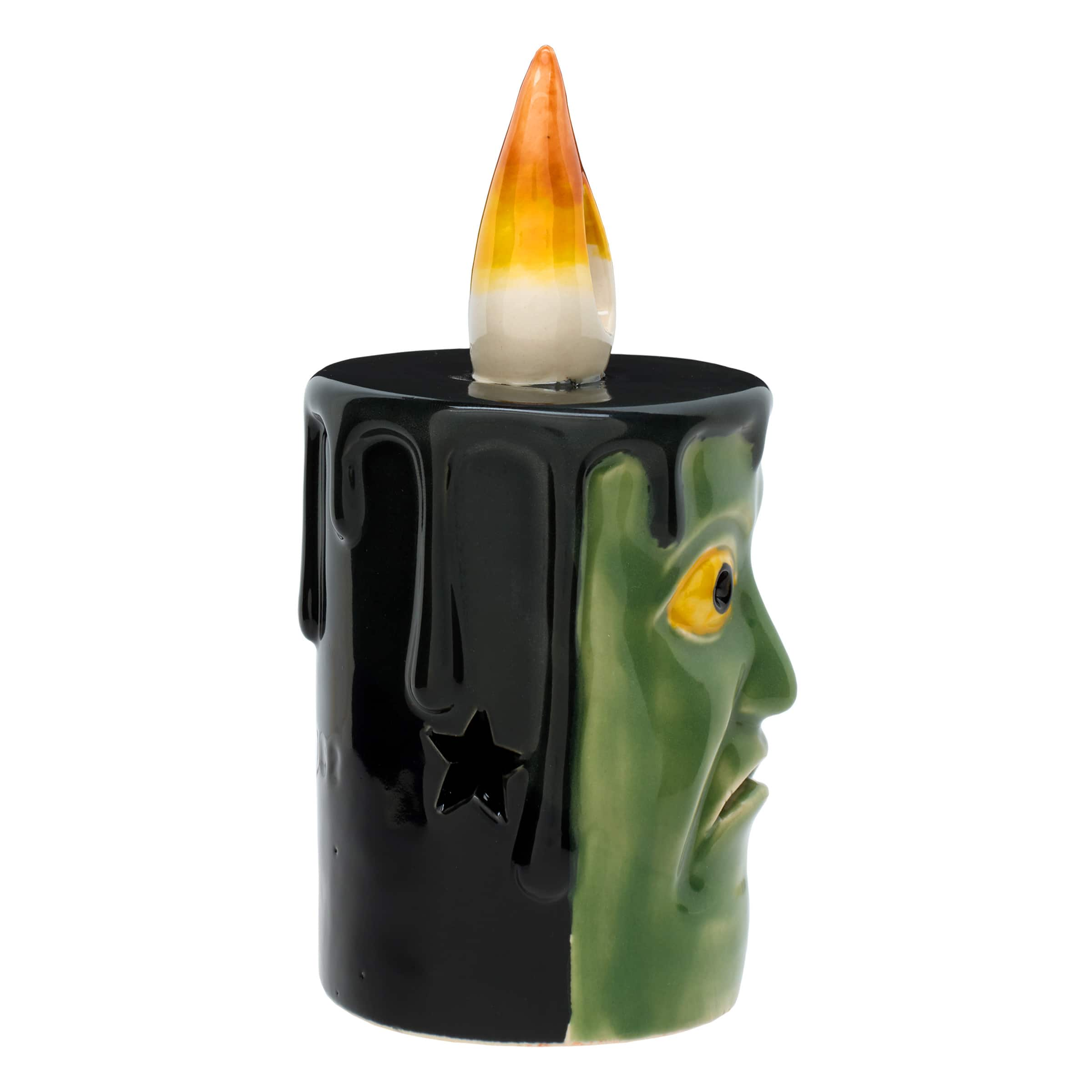 6&#x22; Green Frankenstein Candles with LED Lights, 2ct.