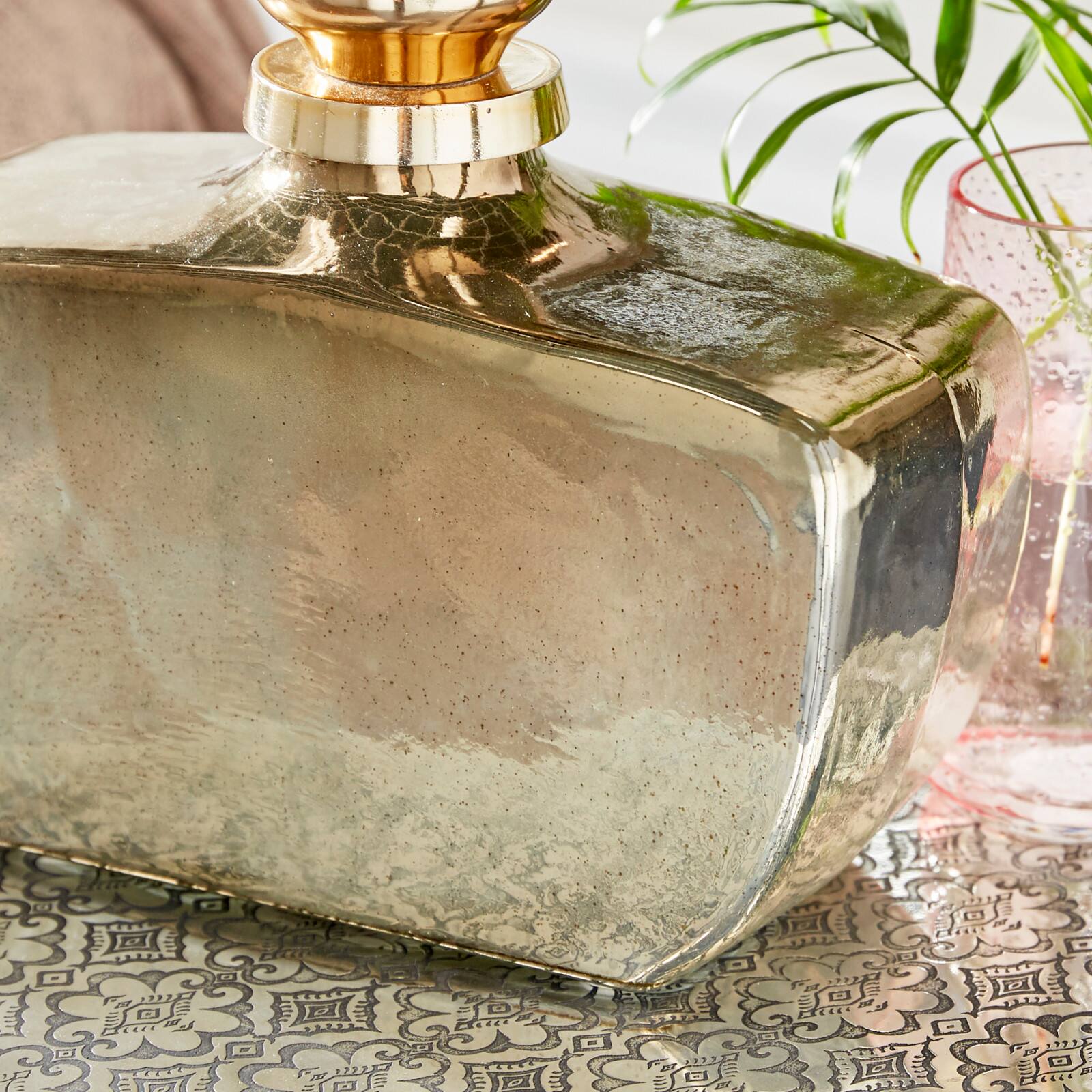 9&#x22; Gold Glass Contemporary Decorative Bottle