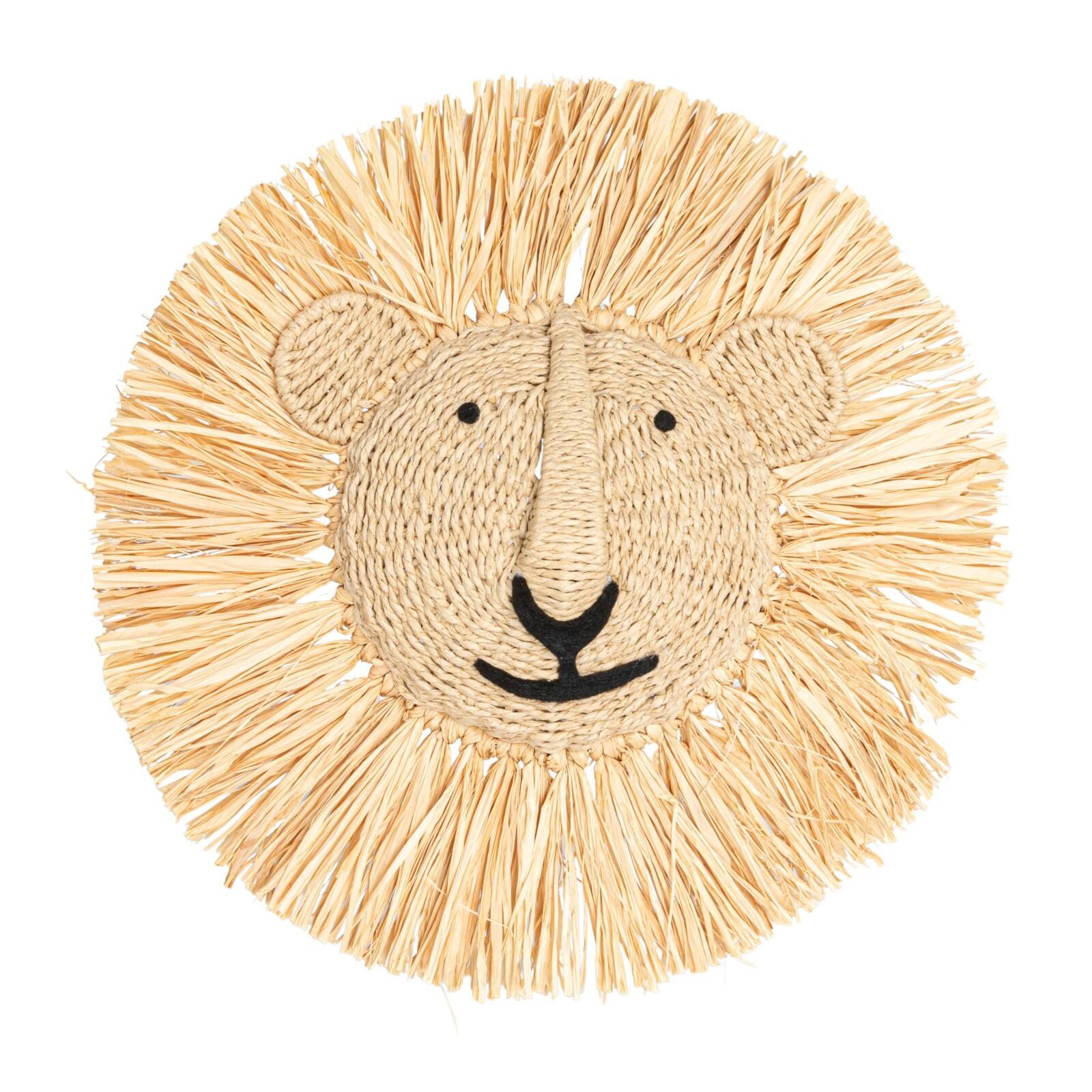 Hello Honey&#xAE; 16.5&#x22; Natural Savannah King Raffia Lion Wall Art