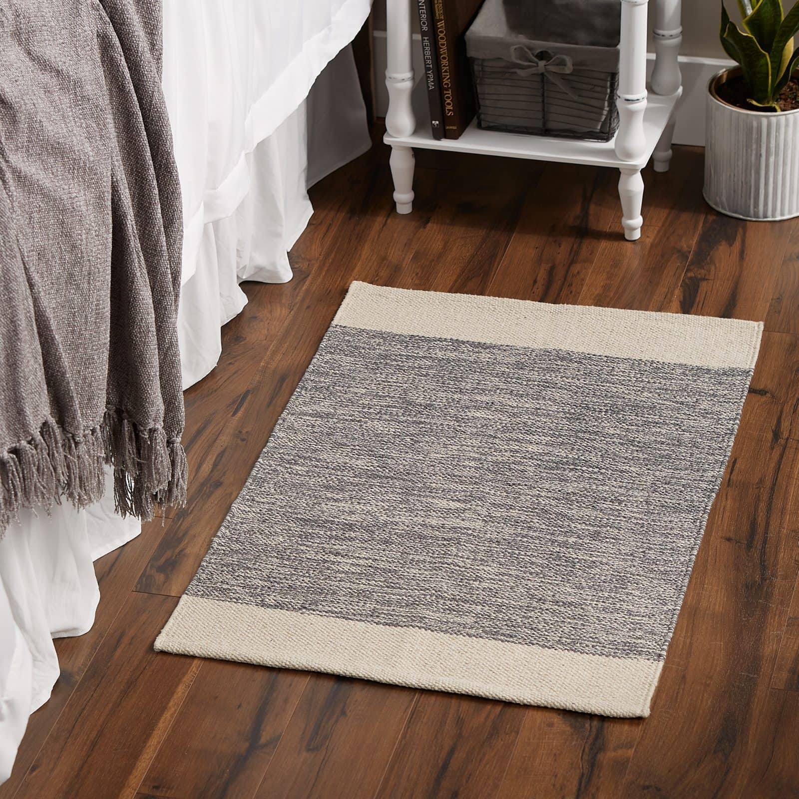 DII® Gray Variegated Border Hand-Loomed Rug, 2ft. x 3ft.