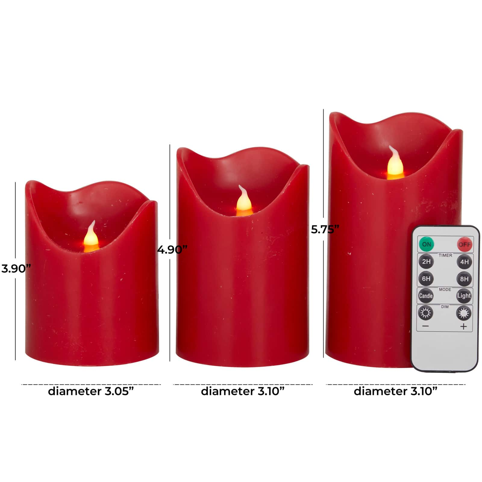 Red Traditional Flameless Candle Set