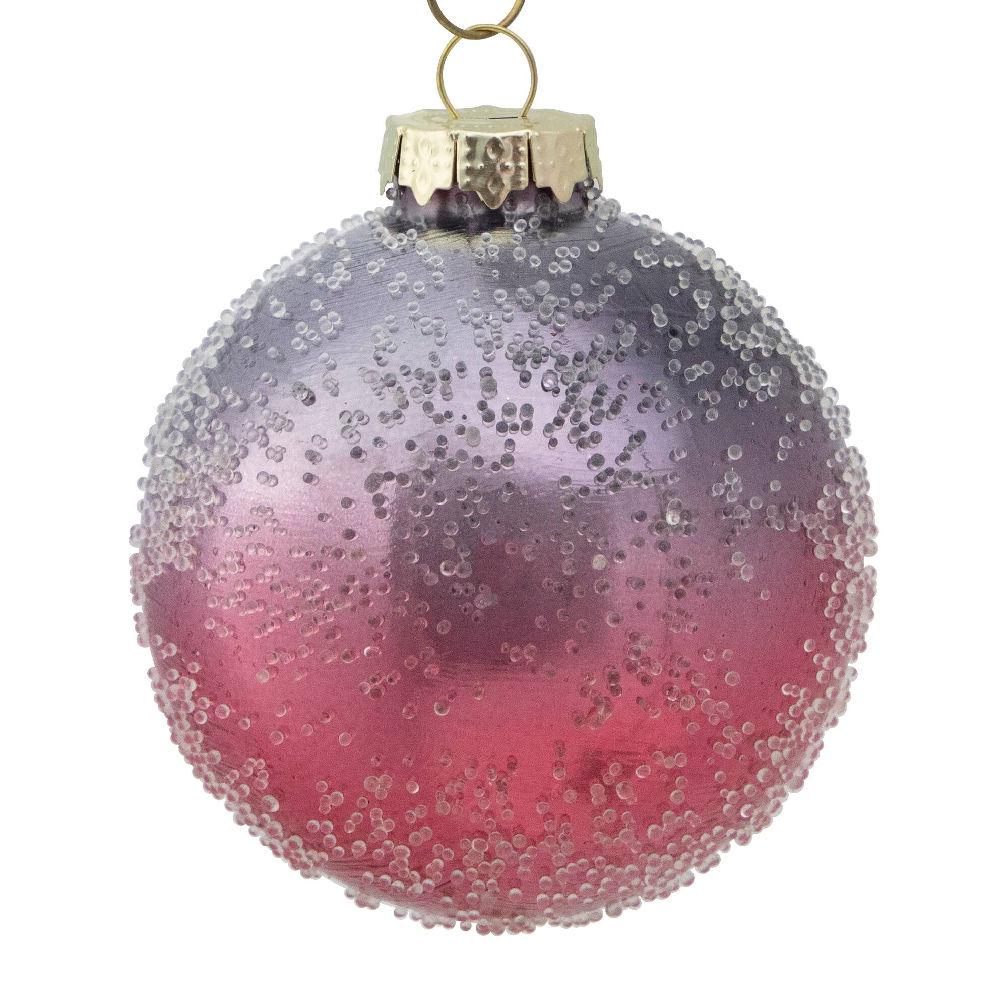 4ct. 3" Pink & Gray Hand Blown Textured Glass Ball Ornaments