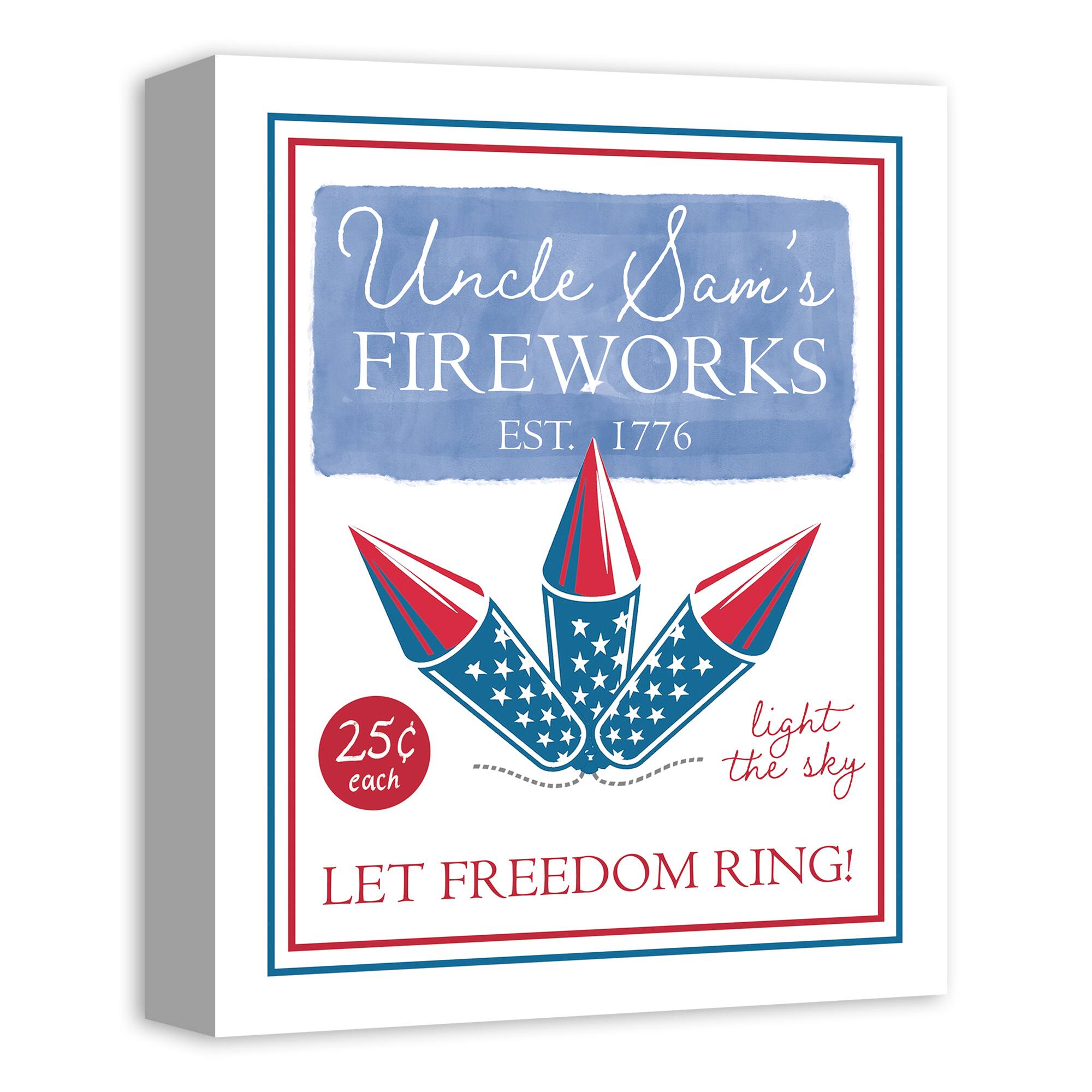 Uncle Sam&#x27;s Fireworks Canvas Wall Art