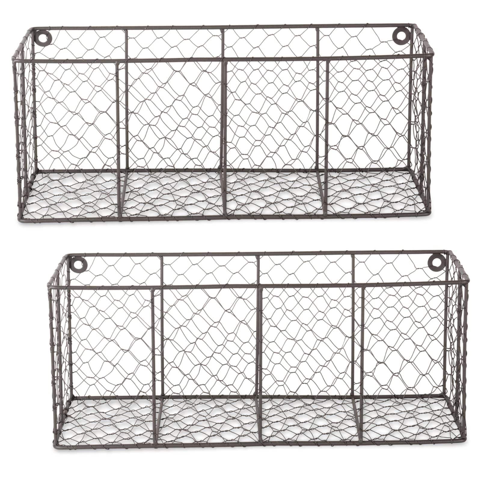 DII® Medium Gray Wall Mount Chicken Wire Baskets, 2ct.