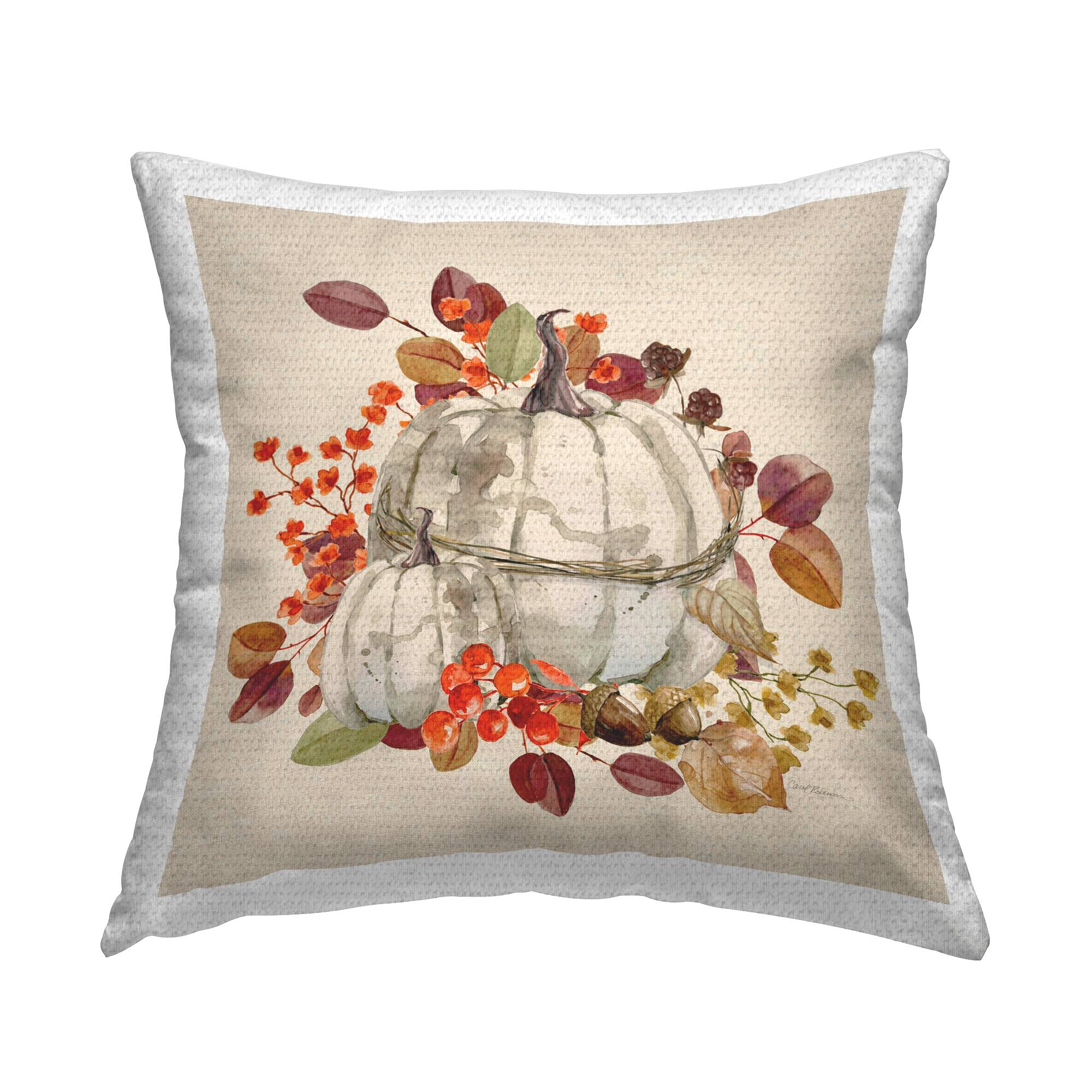 Stupell Industries Harvest Leaves Pumpkins Outdoor Printed Pillow