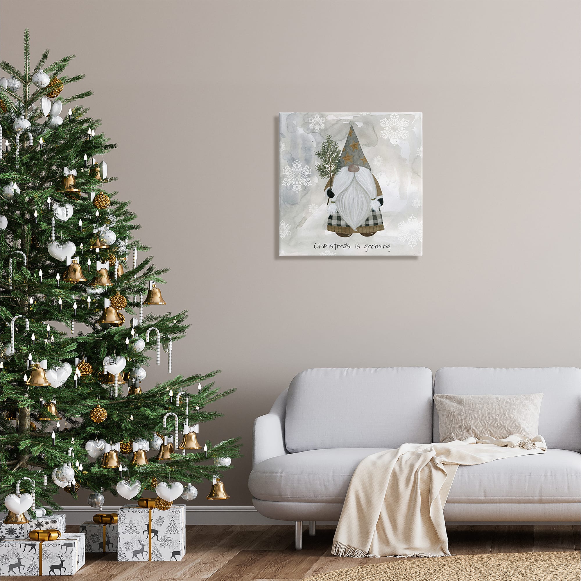 Stupell Industries Christmas Is Gnoming Holiday Pattern Canvas Wall Art