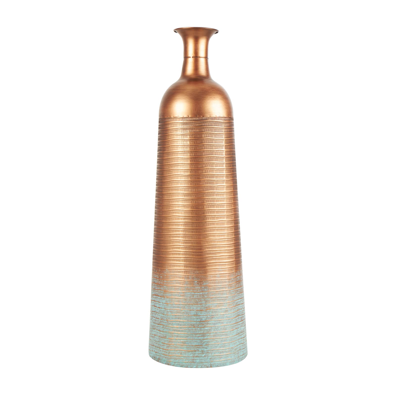 Distressed Ombre Copper Ribbed Vase Set