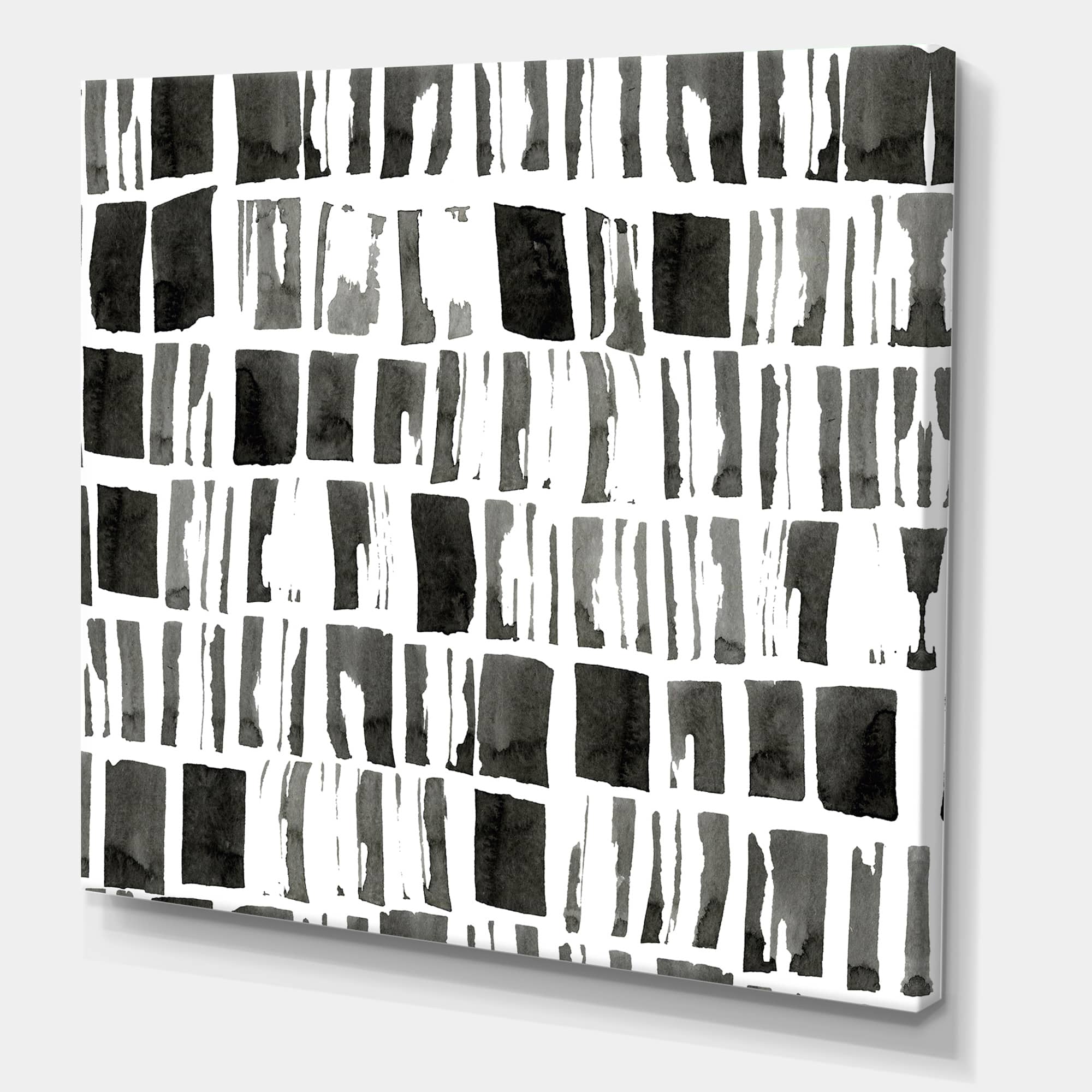 Designart - Abstract Monochrome Bricks - Modern Canvas Wall Art Print