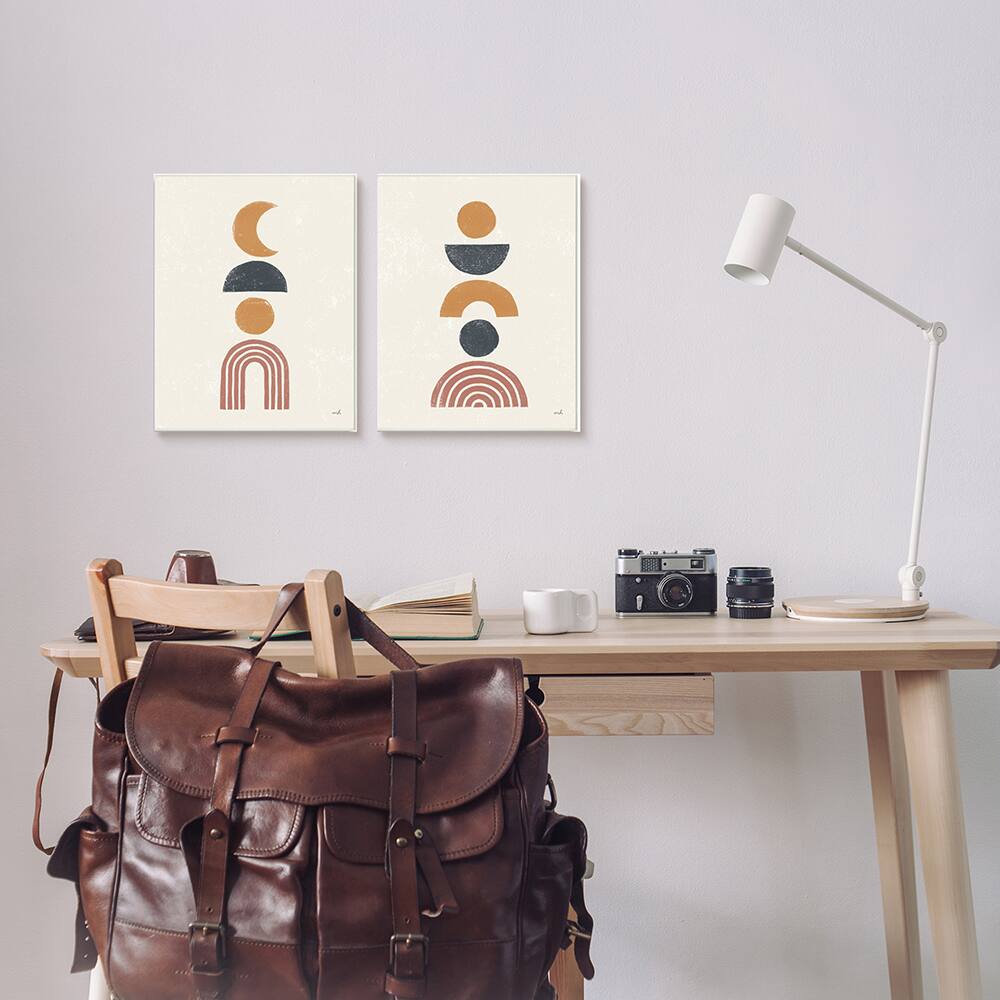 Stupell Industries Sun and Moon Bohemian Symbols Neutral Primary  in Black Frame Wall Art