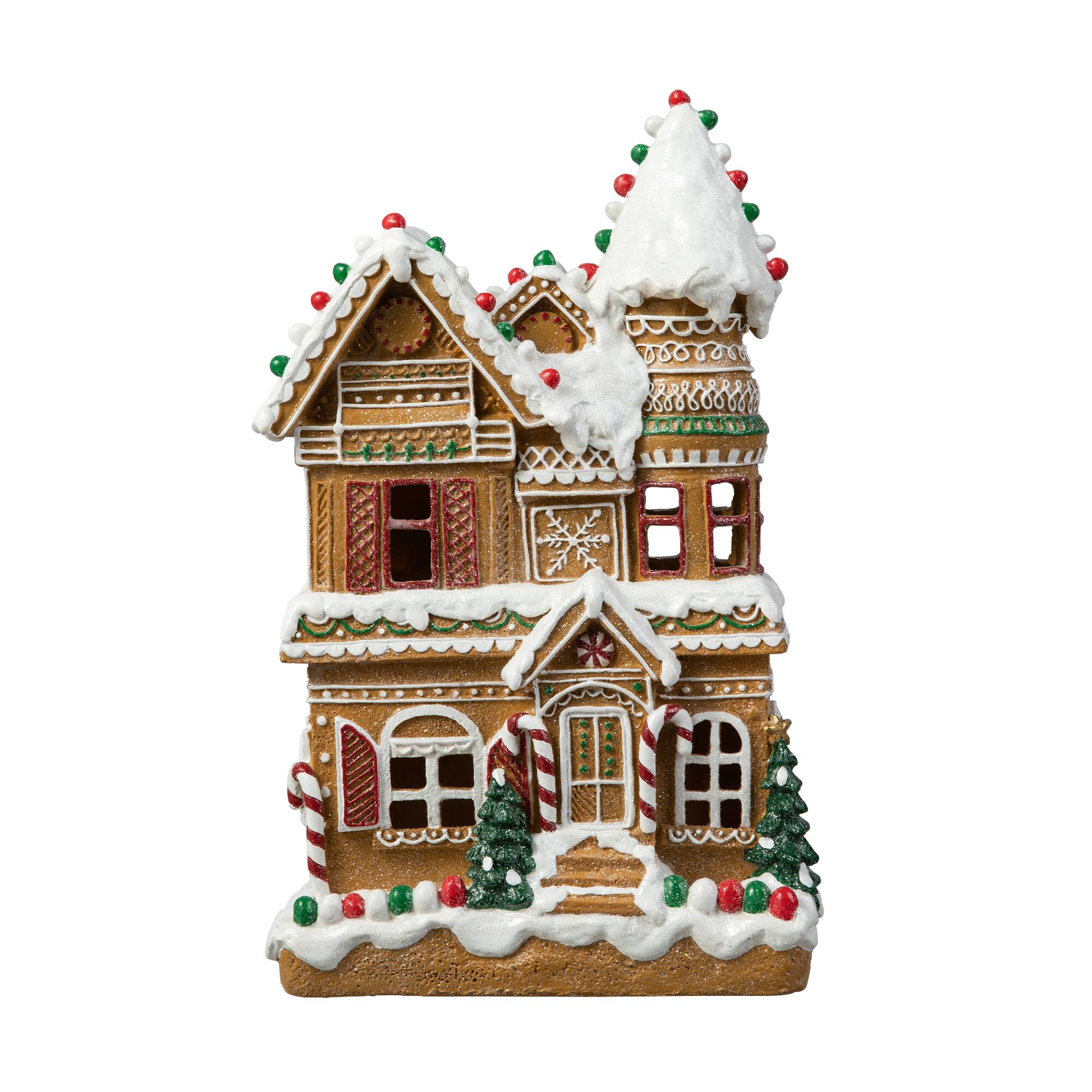 Glitzhome® 12" Light-Up Gingerbread House Table Décor