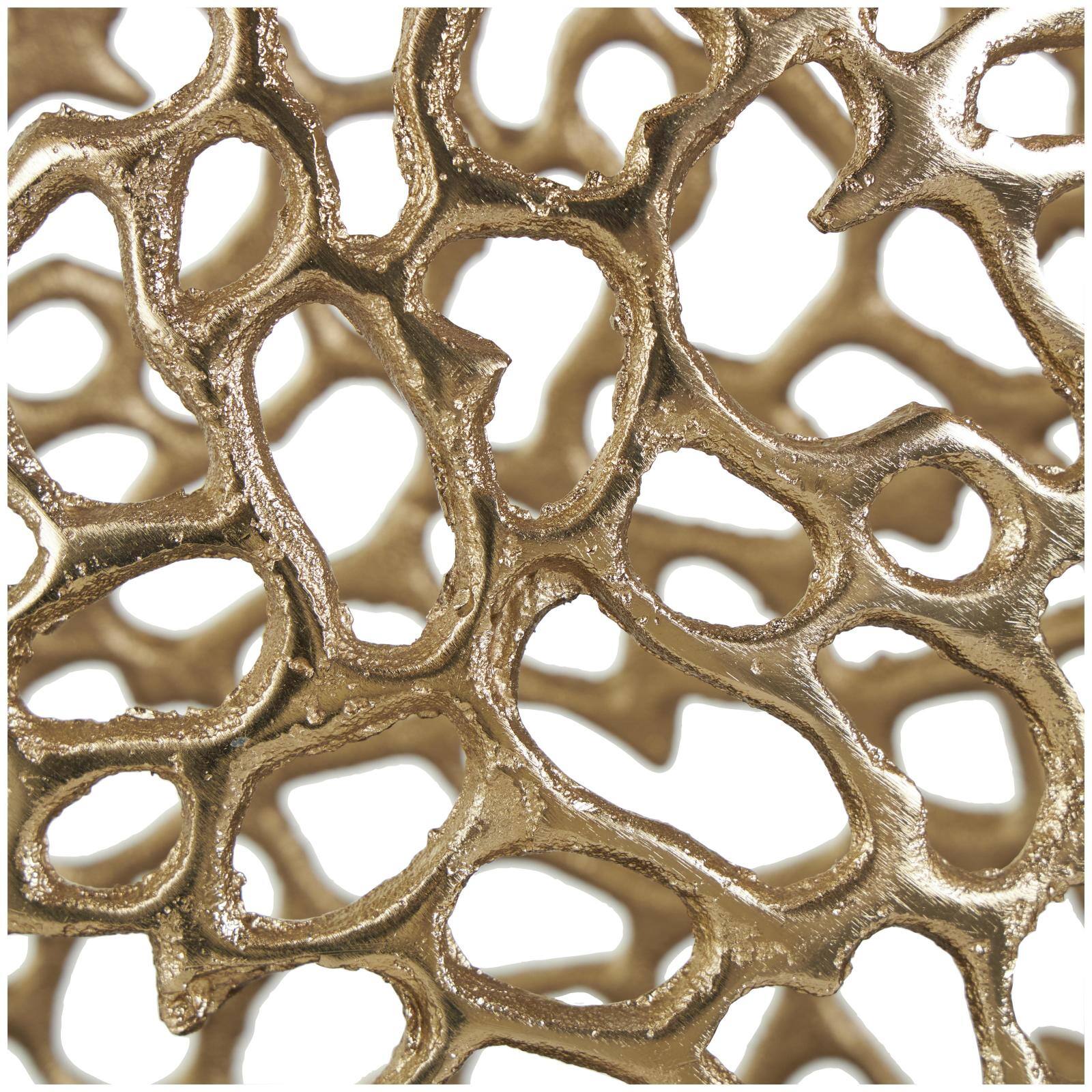 20.75" Gold Aluminum Rounded Vase with Freeform Open Lattice Work