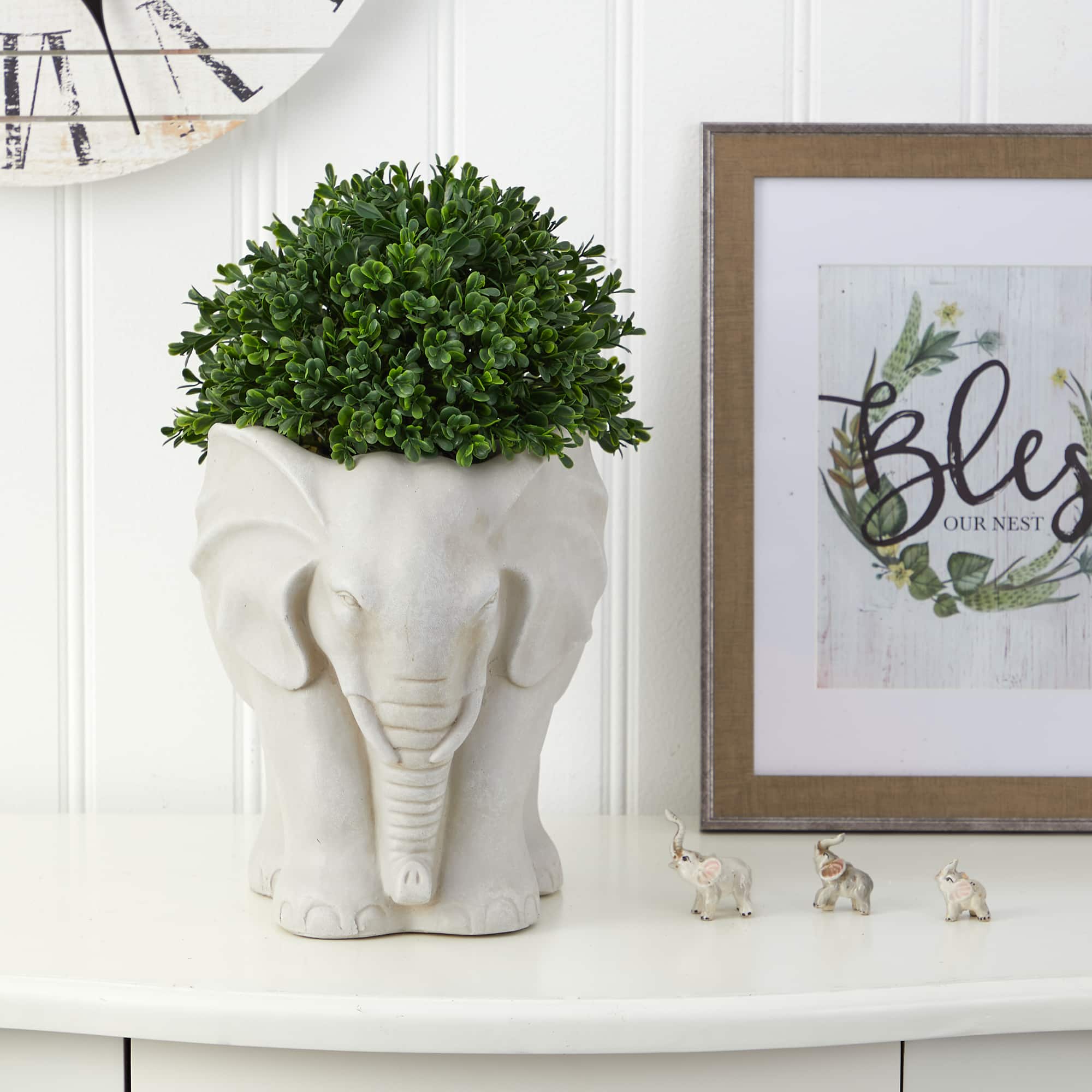 16" Boxwood Topiary Plant in Elephant Shaped Planter