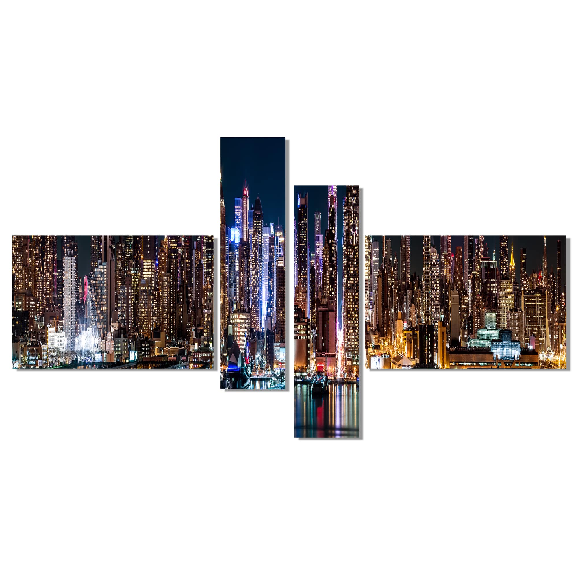Designart - New York Midtown Night Panorama - Extra Large Canvas Art Print