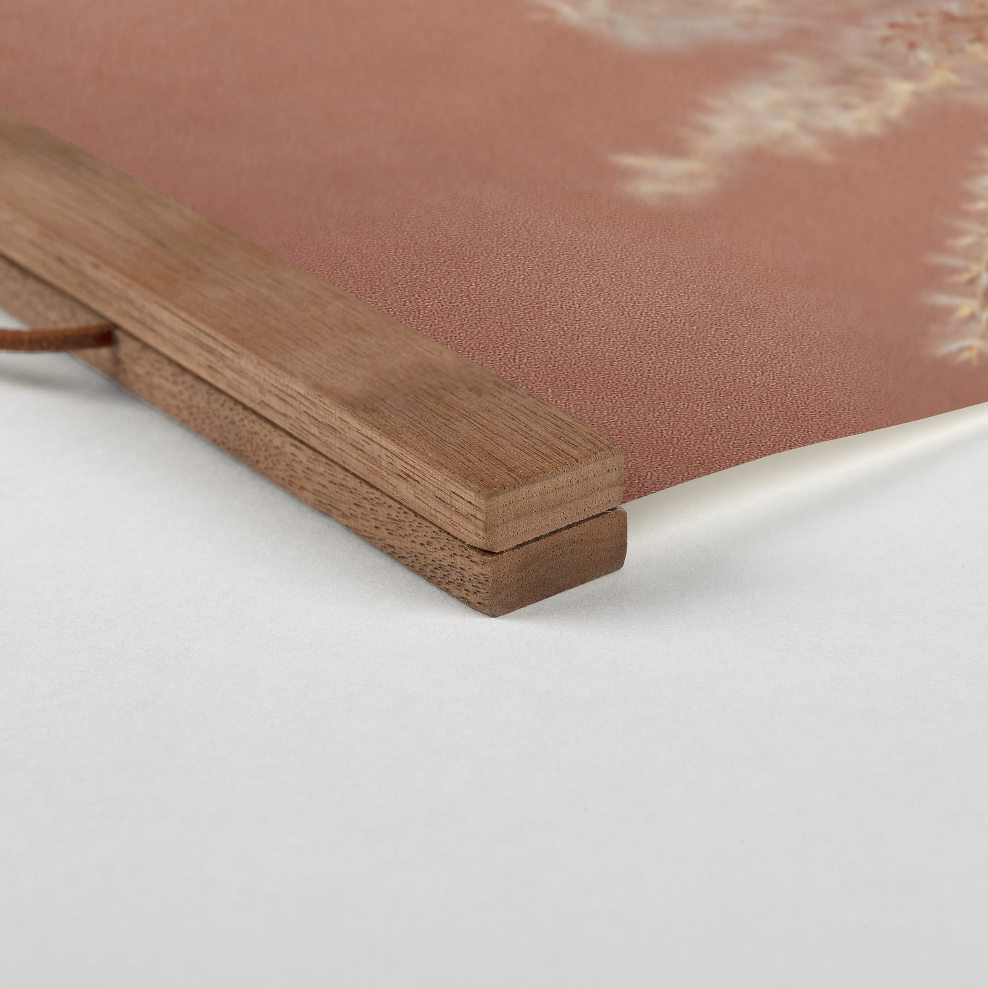 Dried Peachy Flowers 12" x 18" Teak Hanging Canvas