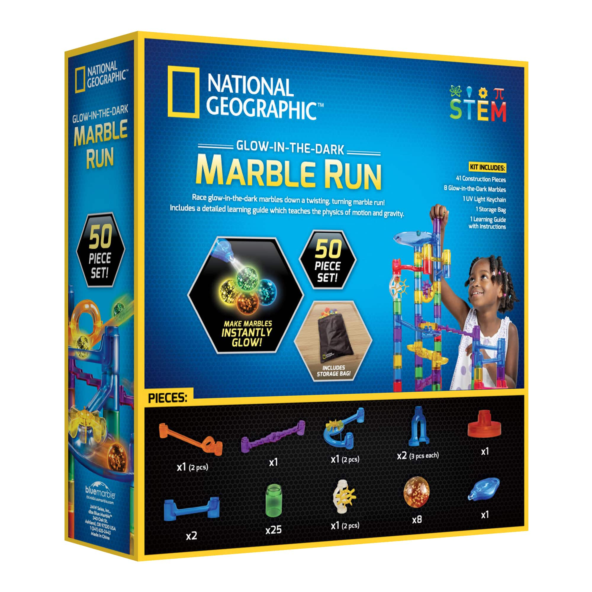 National Geographic&#x2122; 50-Piece Glow-in-the-Dark Marble Run