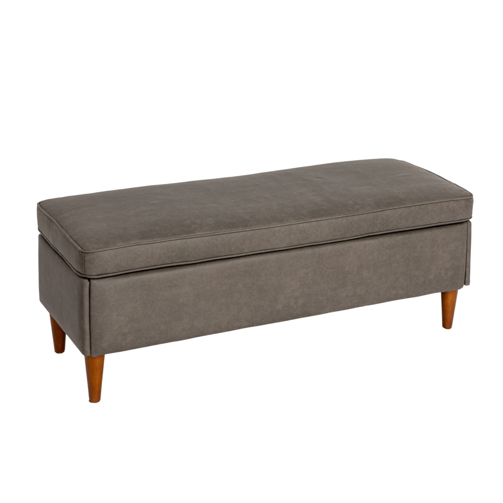 Atley Ash Gray Vegan Leather Upholstered Storage Bench