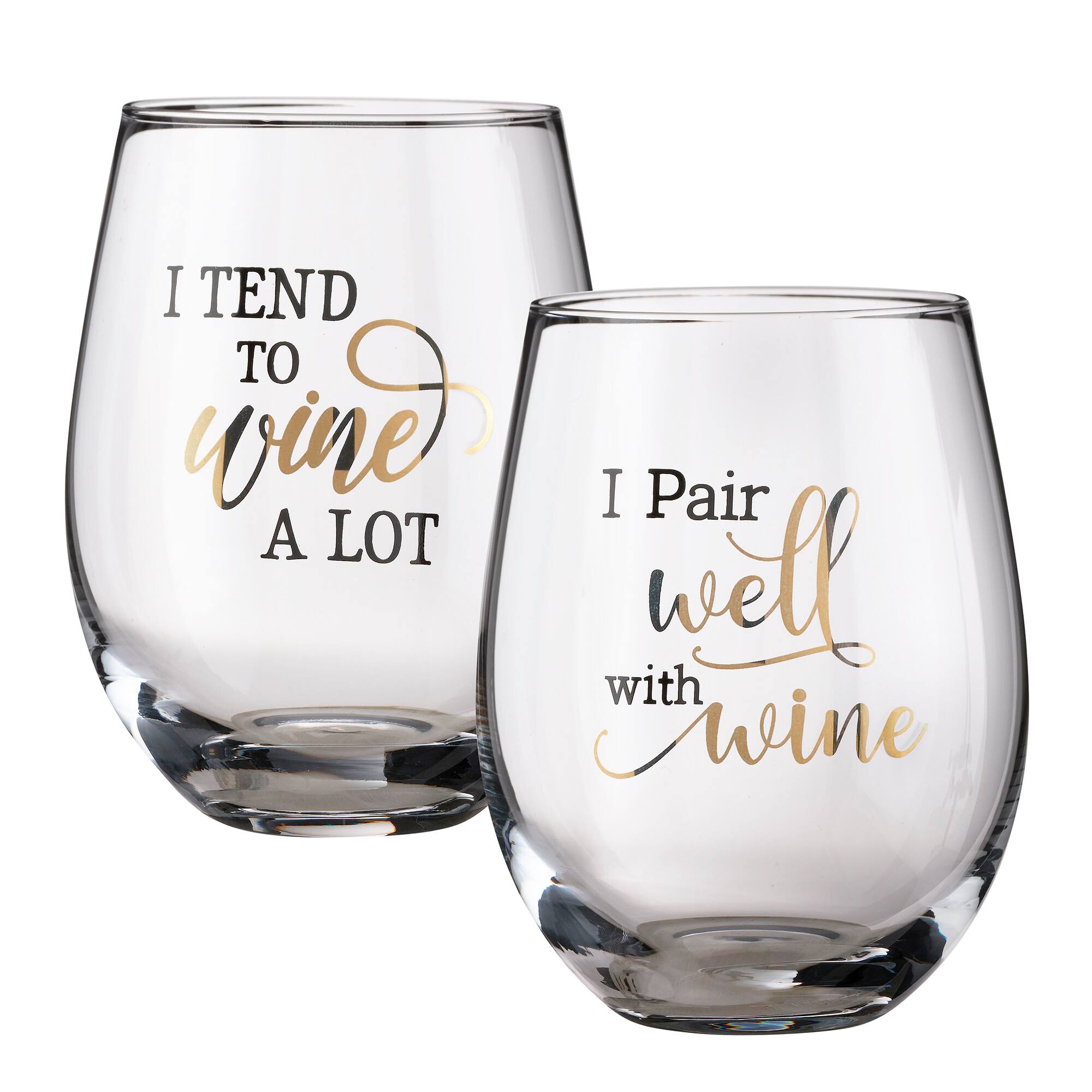 Lillian Rose Wine Pun Stemless Wine Glass Set | Michaels®