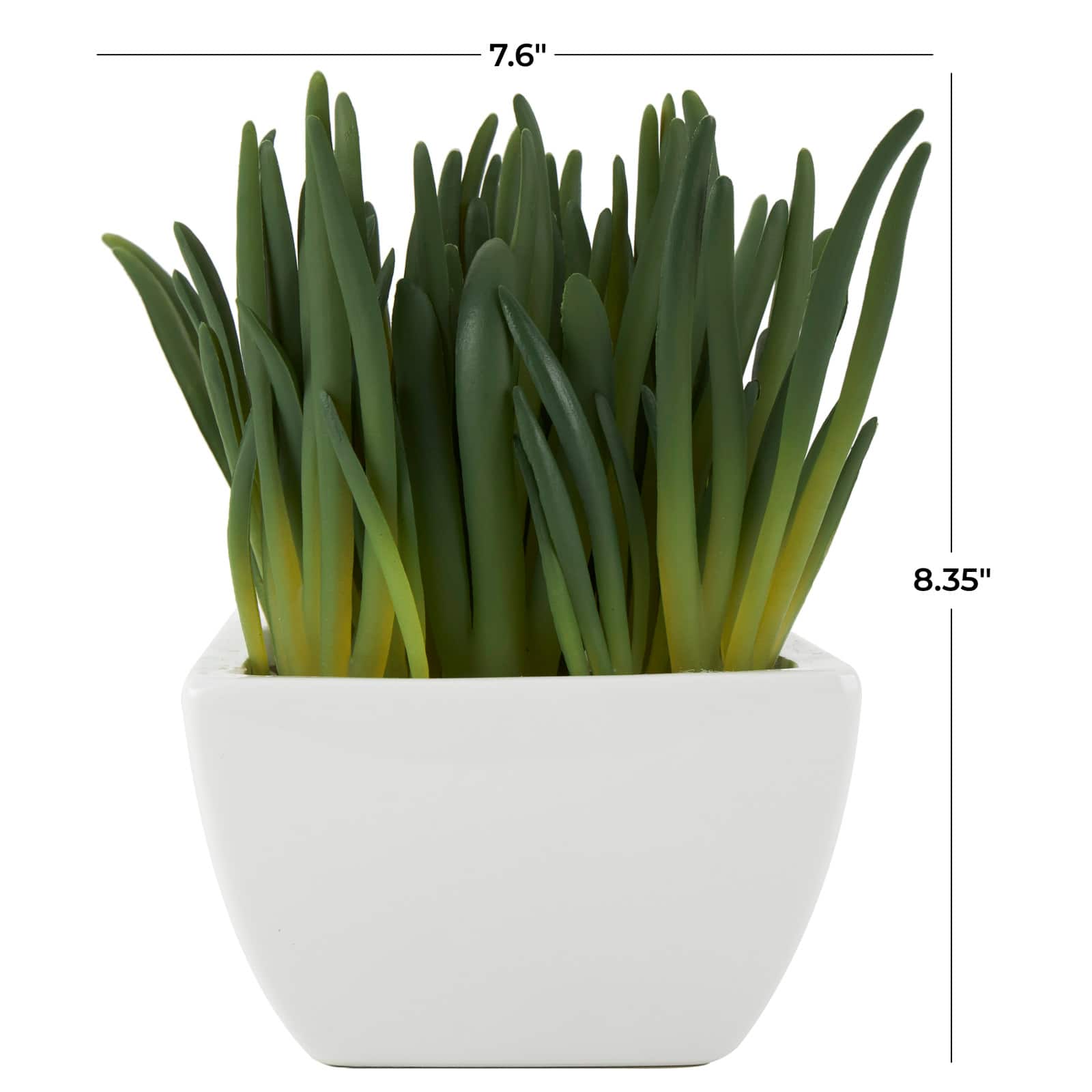 8" Green Foliage Artificial Plant with White Ceramic Pot