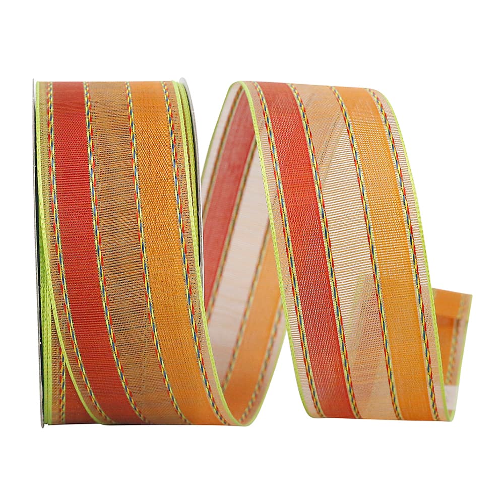 JAM Paper 1.5" x 25yd. Wired Fall Stripe Ribbon