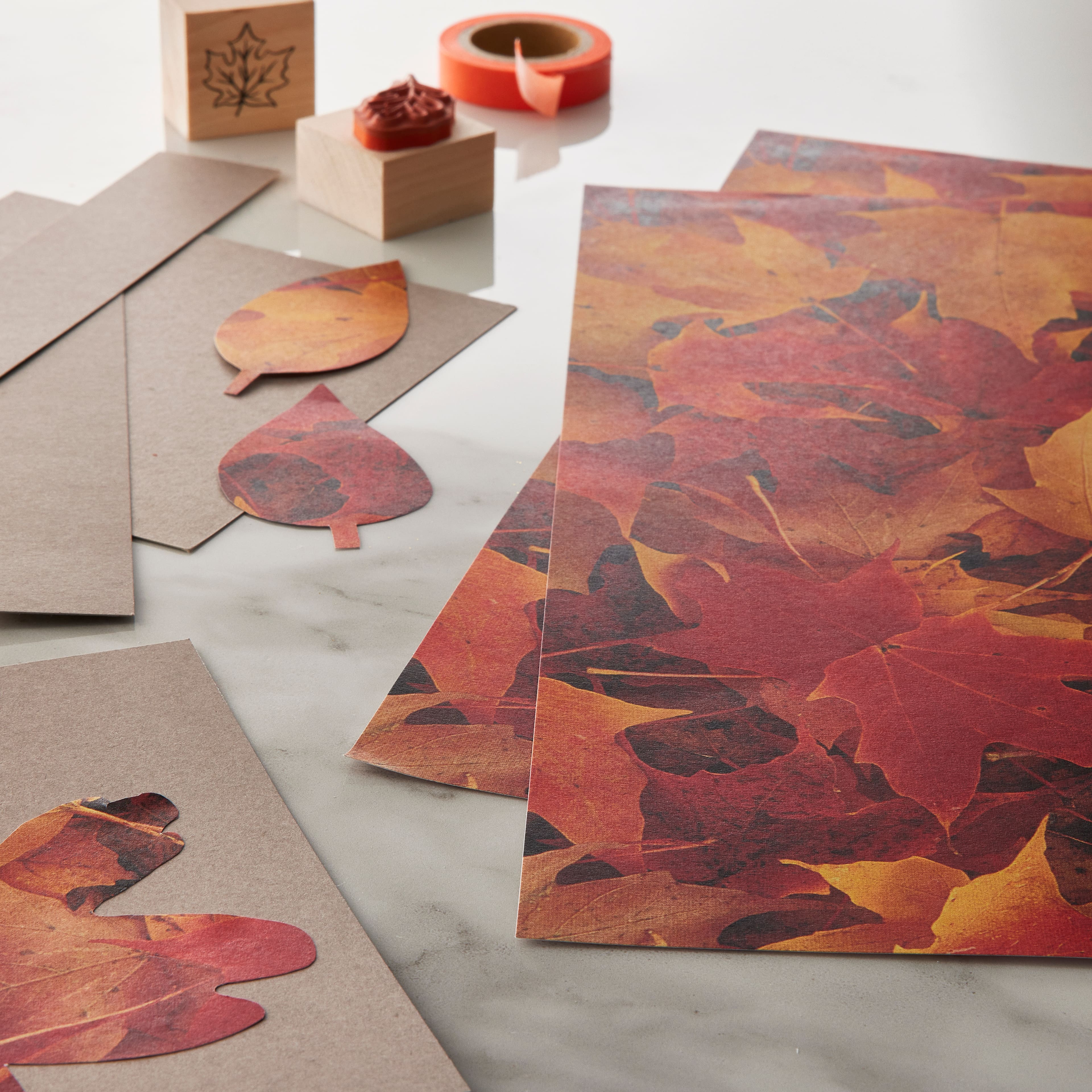 Orange Leaves Cardstock Paper by Recollections&#x2122;, 12&#x22; x 12&#x22;
