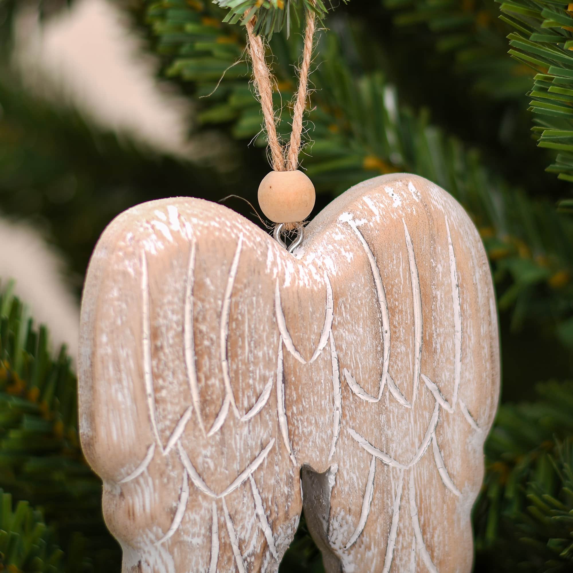 4.75&#x22; Brown &#x26; White Angel Wings Wood Ornament by Ashland&#xAE;