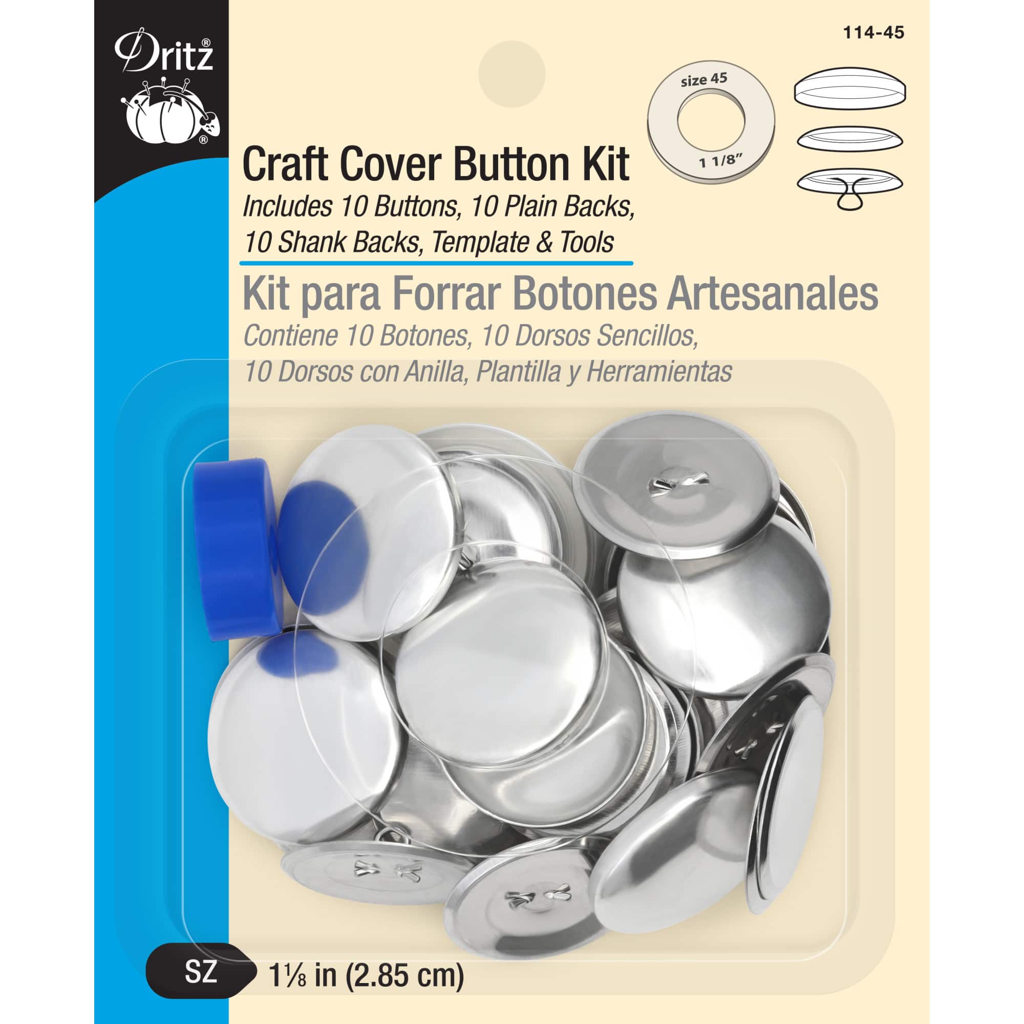 Dritz® Nickel Craft Cover Button Kit with Tools, 10 Sets