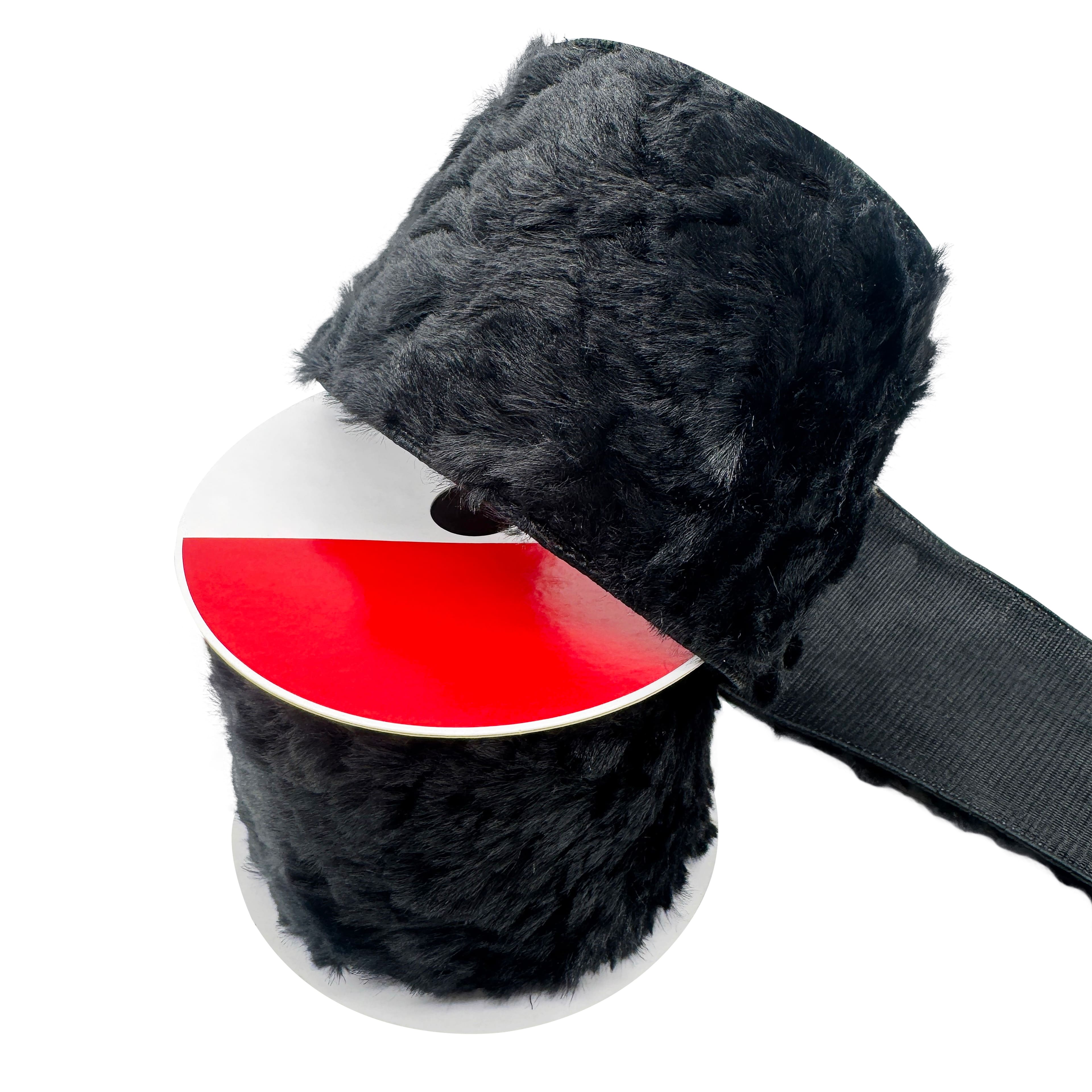 3.5&#x22; x 15ft. Black Wired Faux Fur Ribbon by Celebrate It&#xAE;