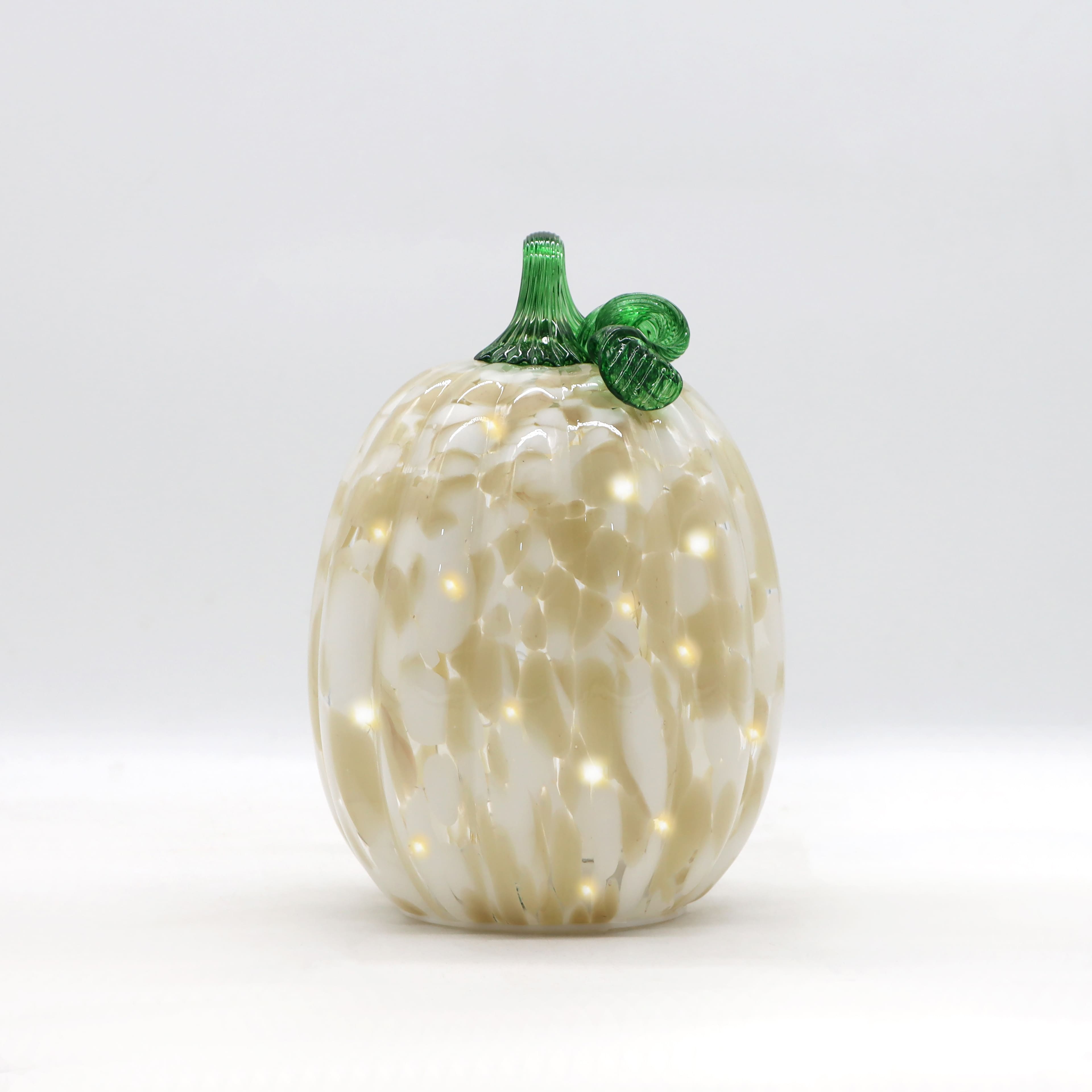Large Warm White LED Orange Glass Pumpkin by Ashland&#xAE;