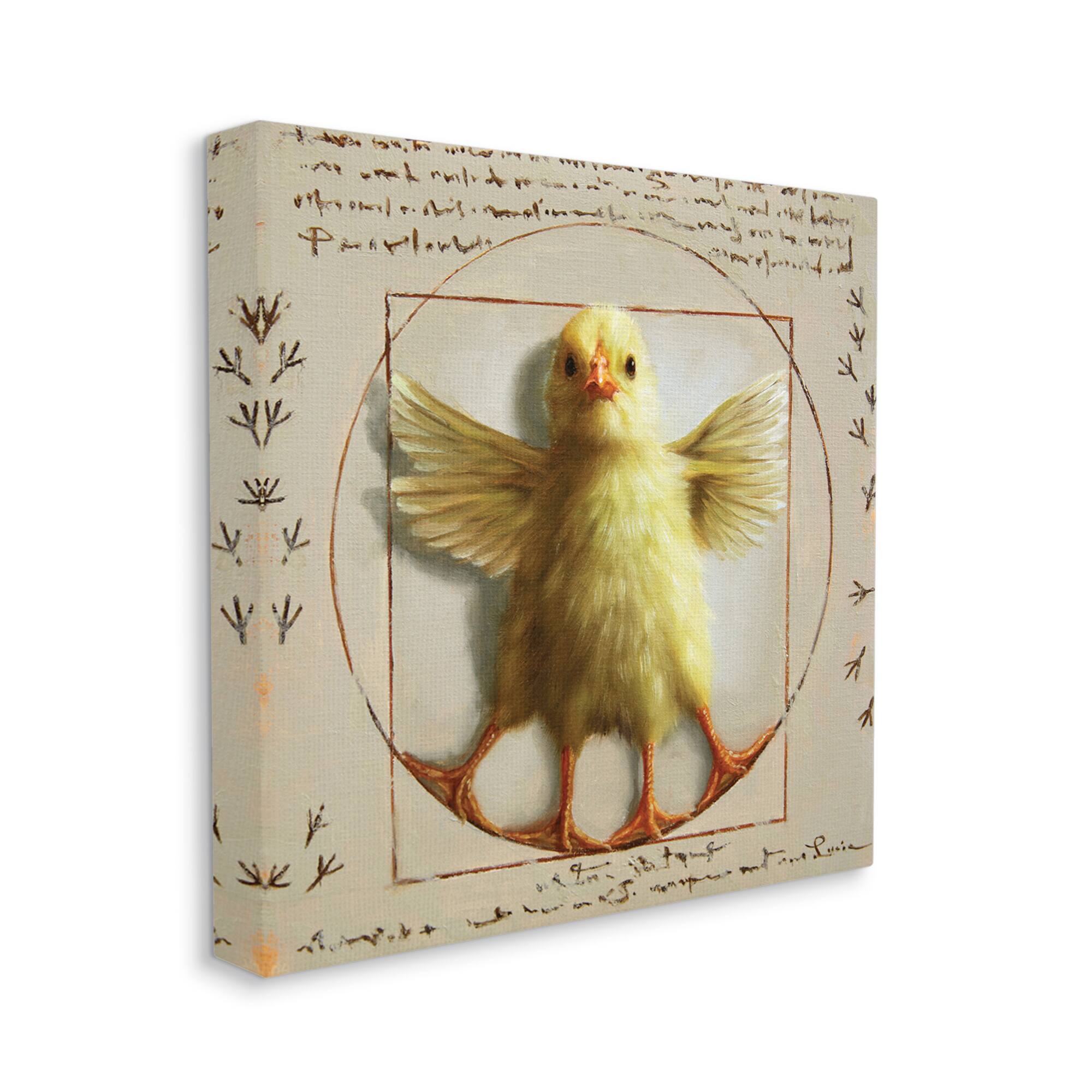 Stupell Industries Vitruvian Chick Baby Farm Chicken Animal Humor Canvas Wall Art