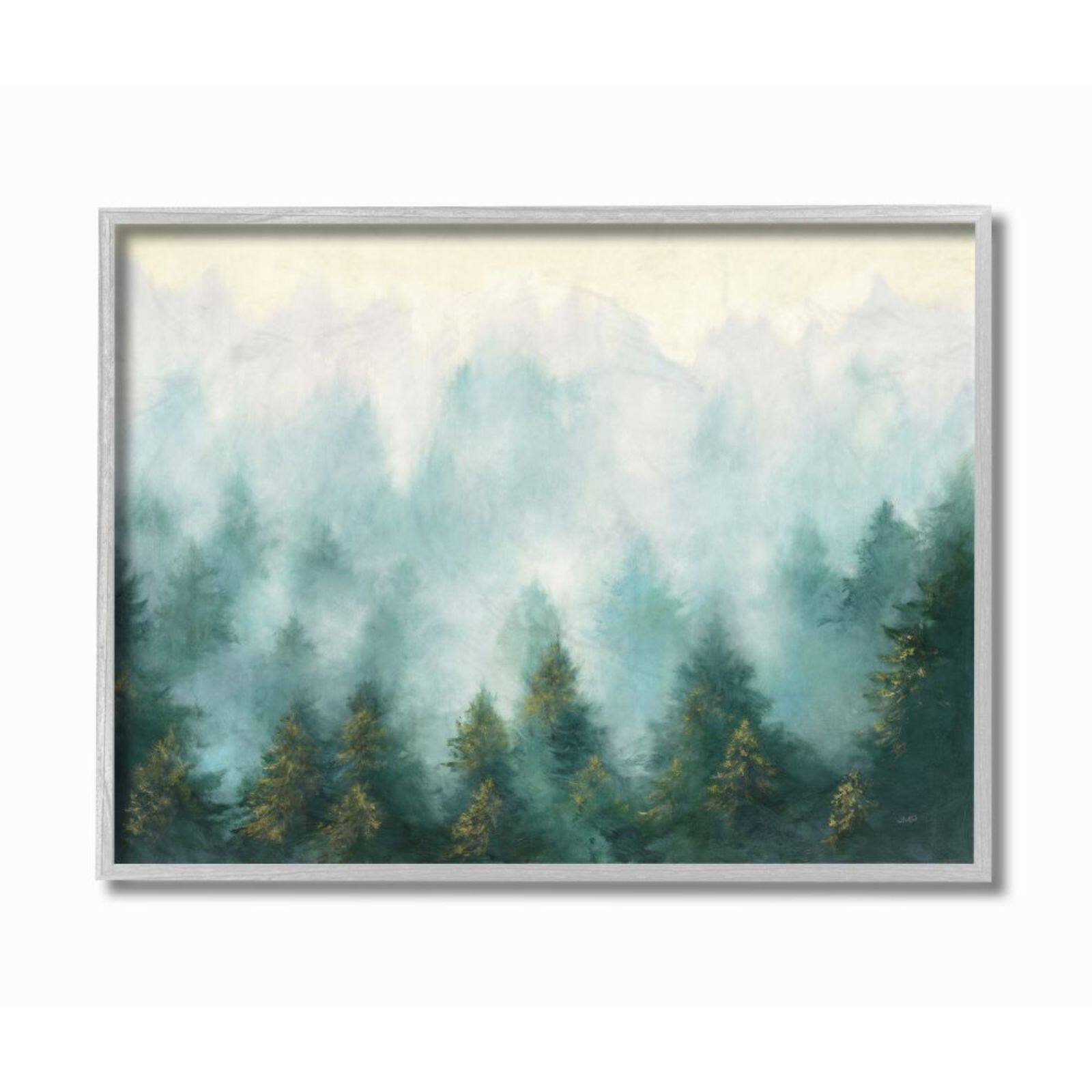 Stupell Industries Abstract Pine Forest Landscape with Mist Framed Wall Art
