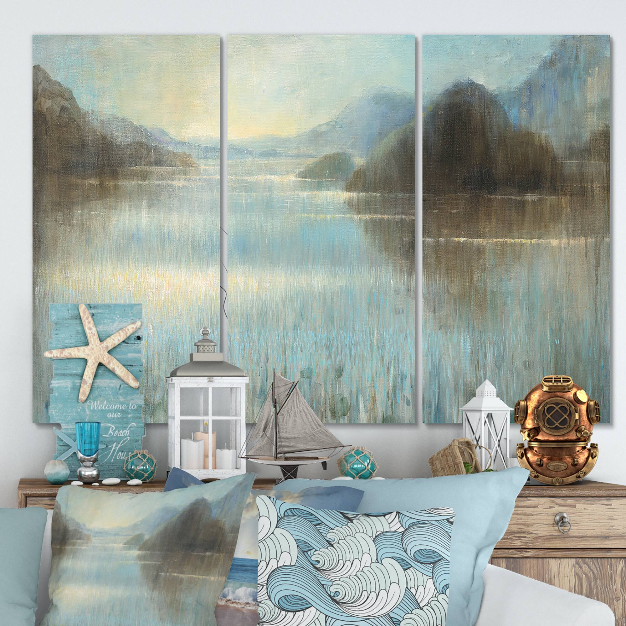 Designart - Vue from Lase House - Lake House Premium Canvas Wall Art