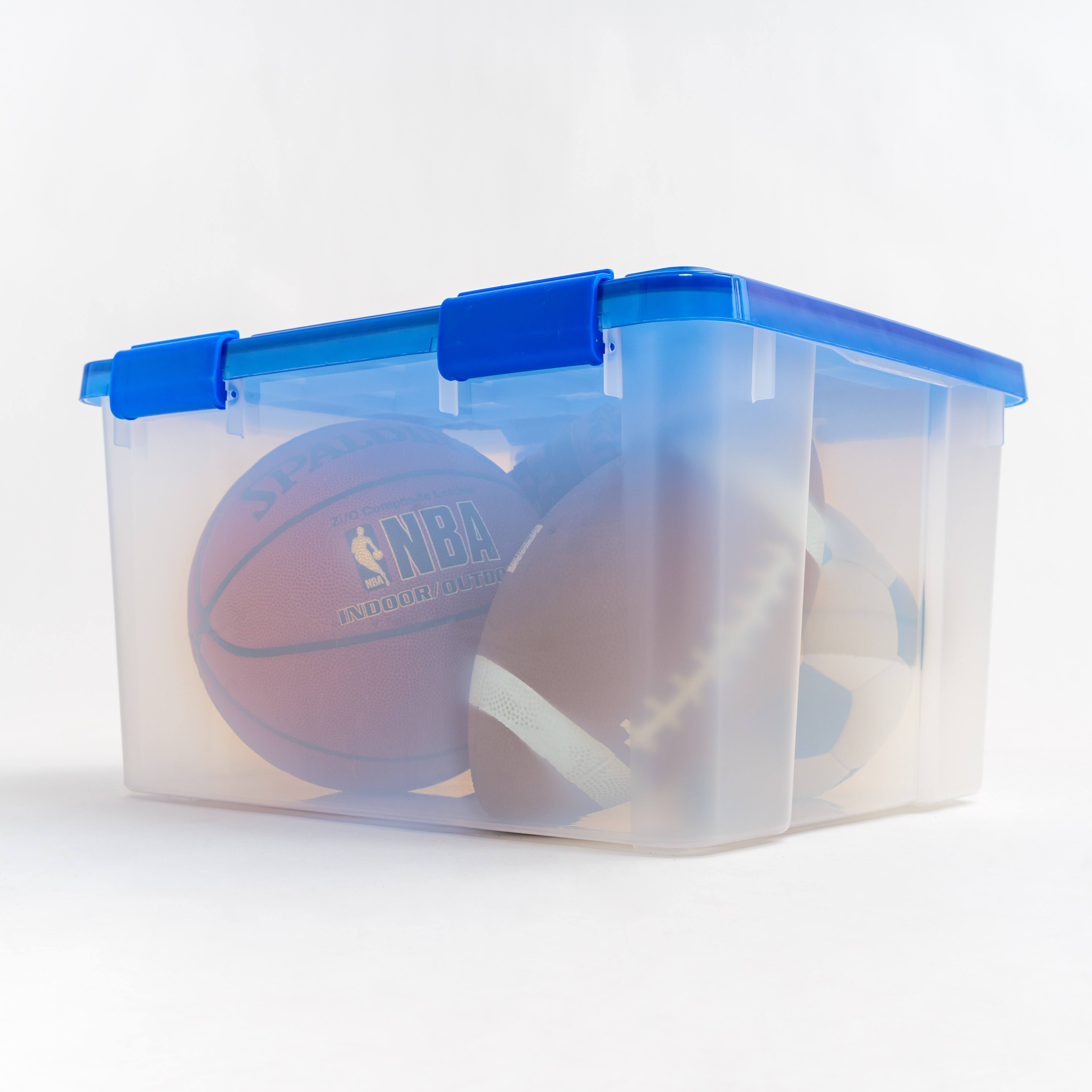 IRIS&#xAE; WeatherPro&#x2122; 44qt. Clear Heavy Duty Plastic Storage Bins with Blue Lids, 4ct.