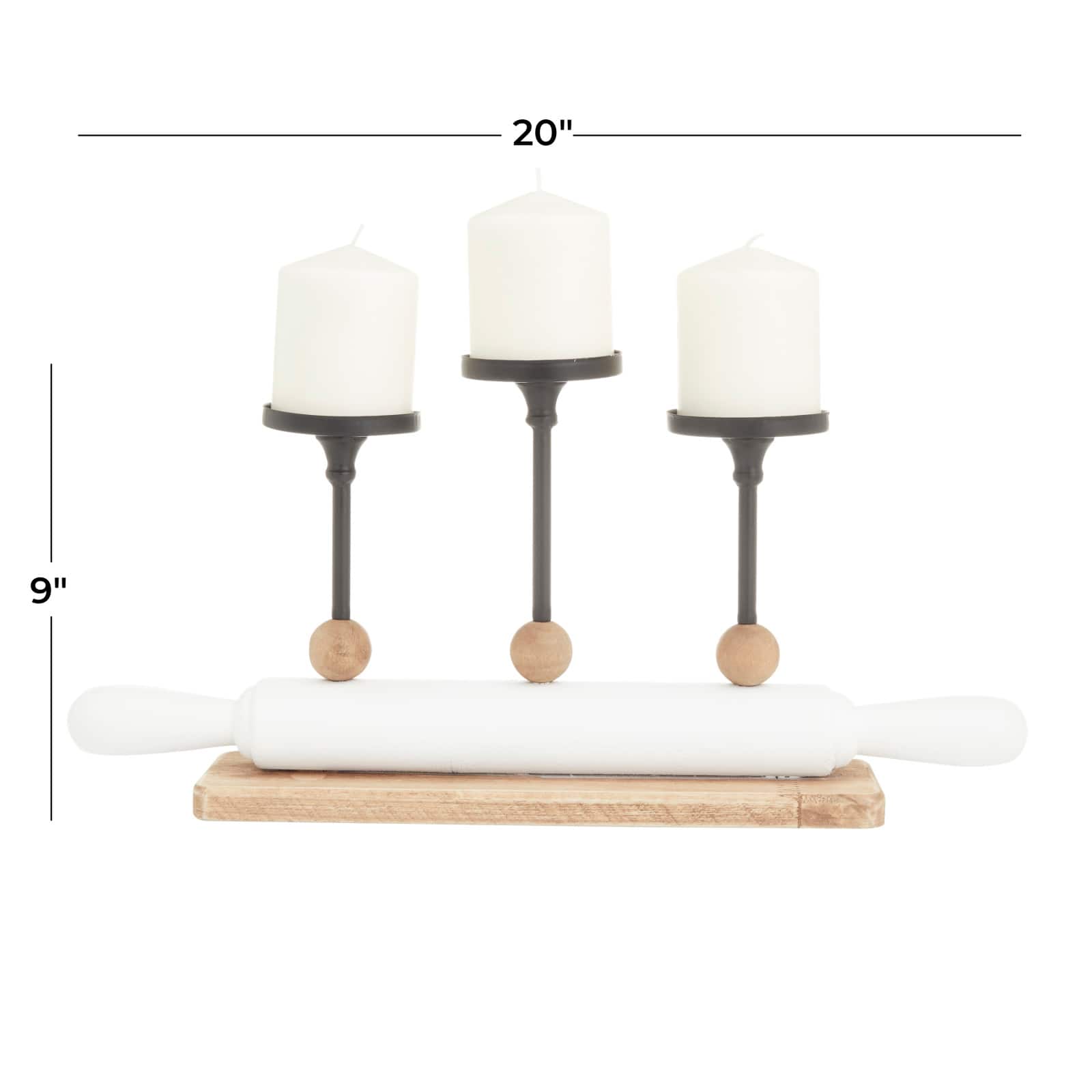 White Fir Modern Farmhouse Candelabra, 9" x 20" x 4"